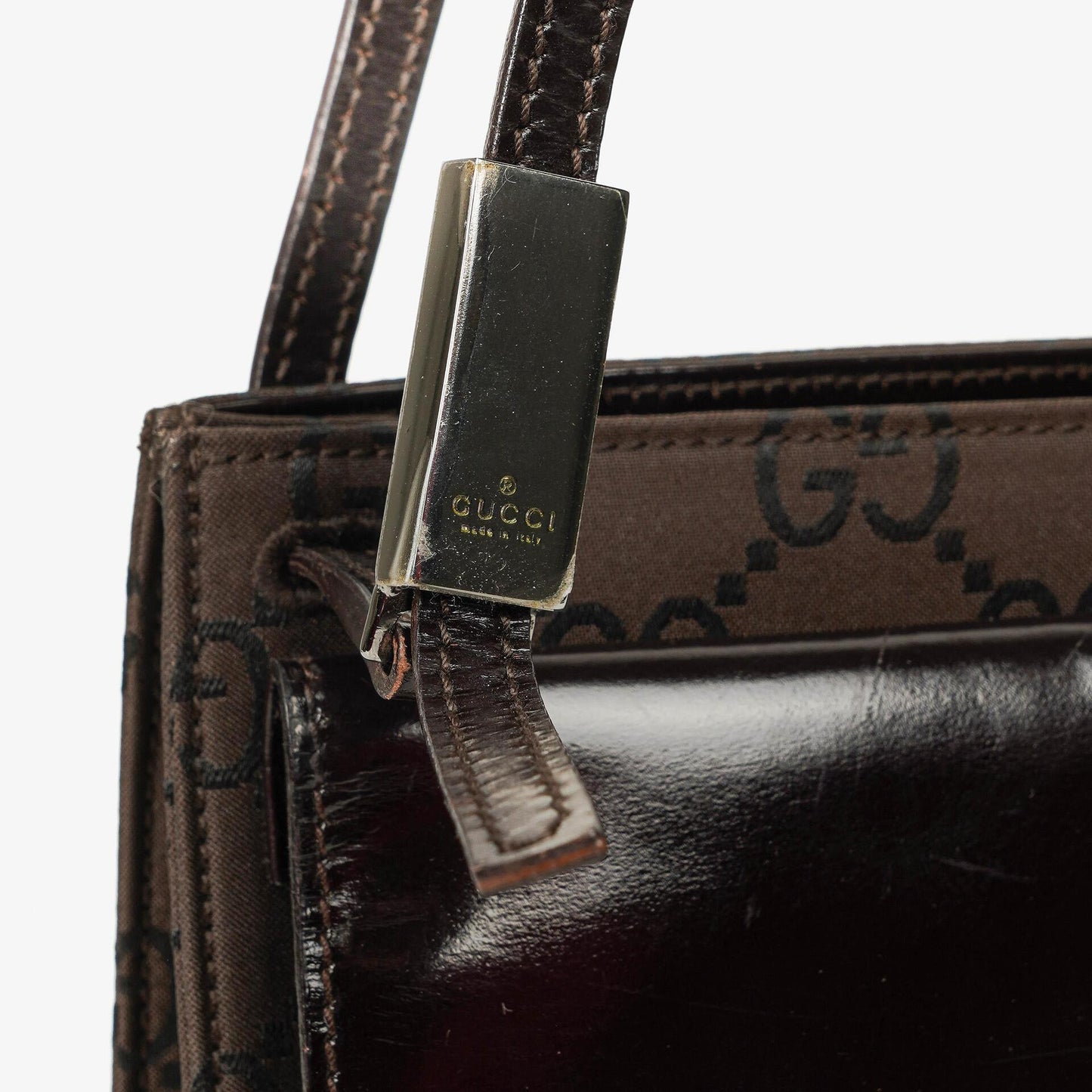 Gucci Brown GG Nylon Double Pocket Shoulder Bag