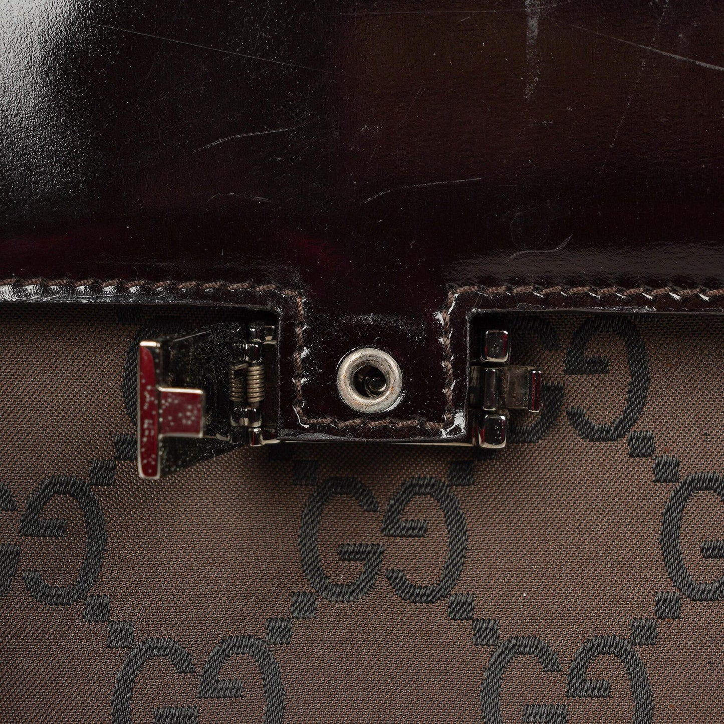 Gucci Brown GG Nylon Double Pocket Shoulder Bag