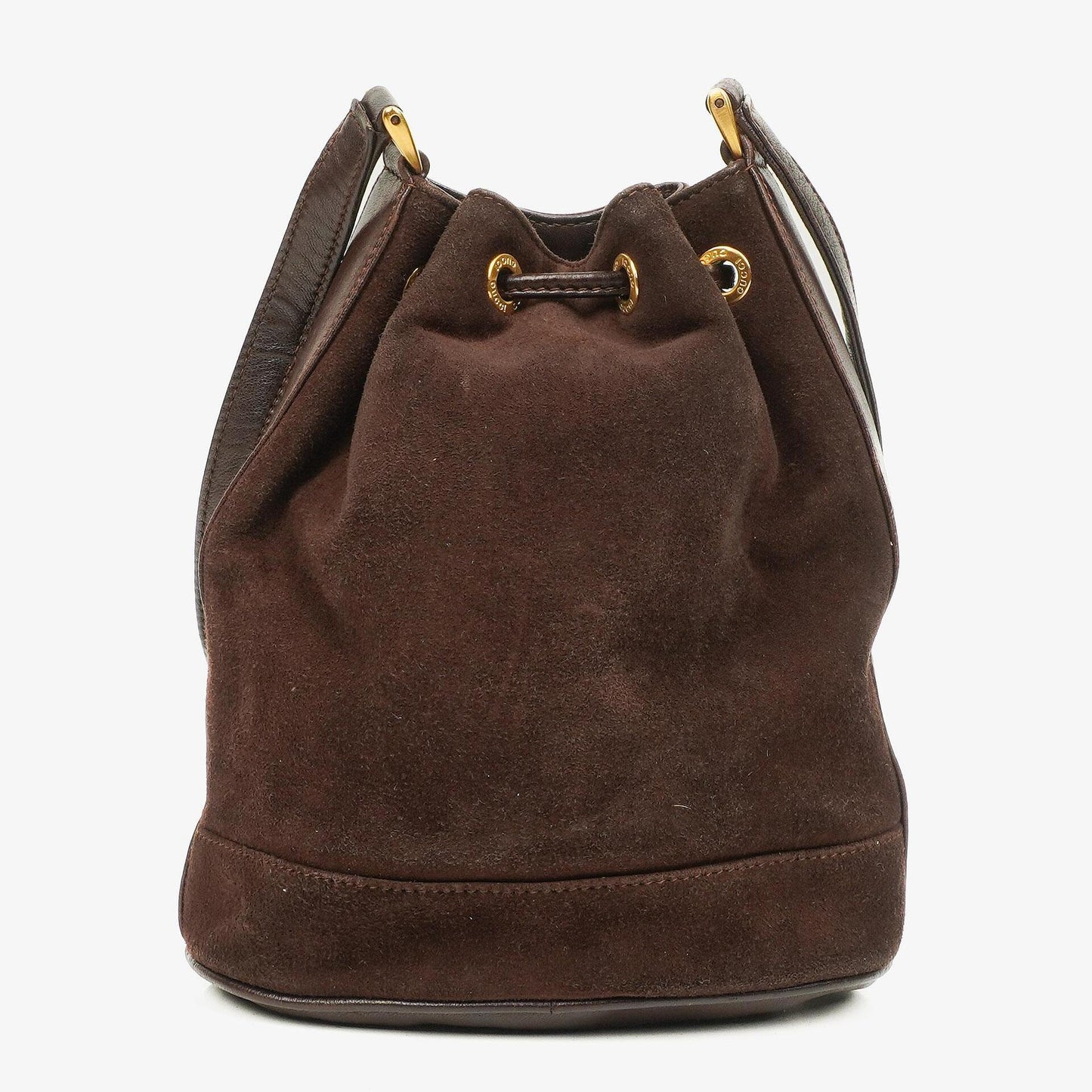 Gucci Brown Leather And Suede Horsebit Chain Drawstring Bucket Bag