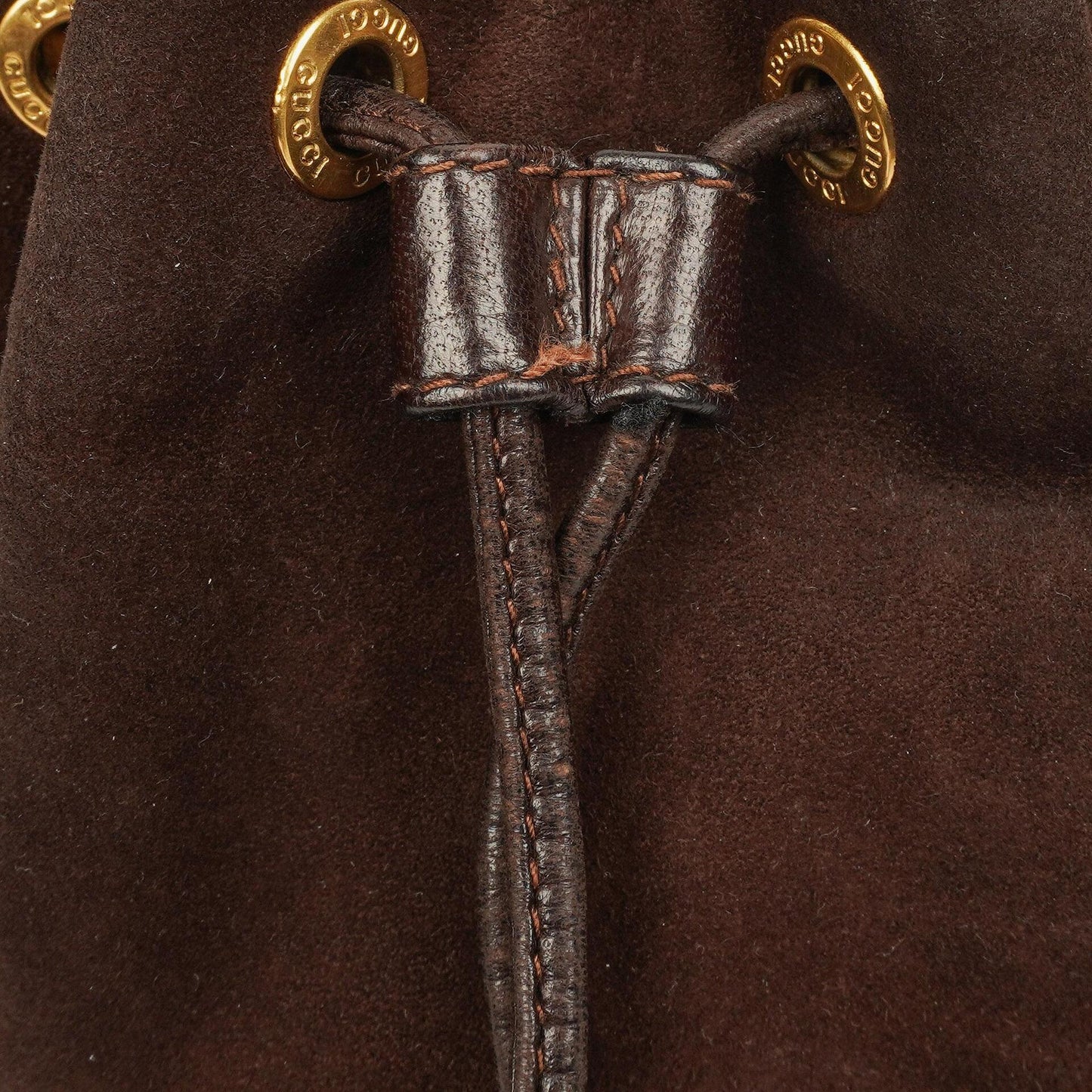 Gucci Brown Leather And Suede Horsebit Chain Drawstring Bucket Bag