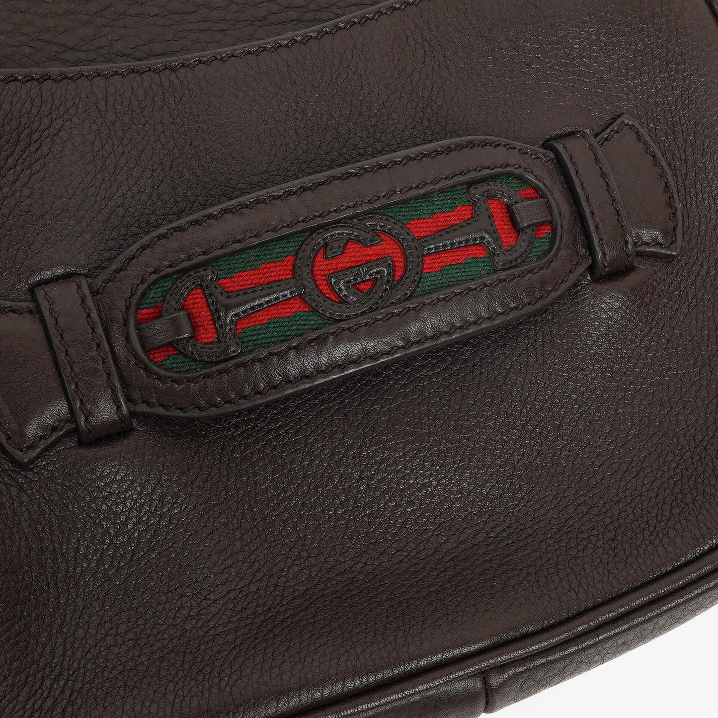Gucci Brown Leather Dressage Crossbody Bag