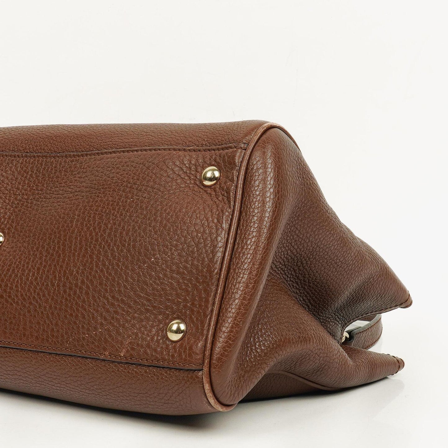 Gucci Brown Pebbled Calfskin Medium Bamboo Shopper Tote Bag