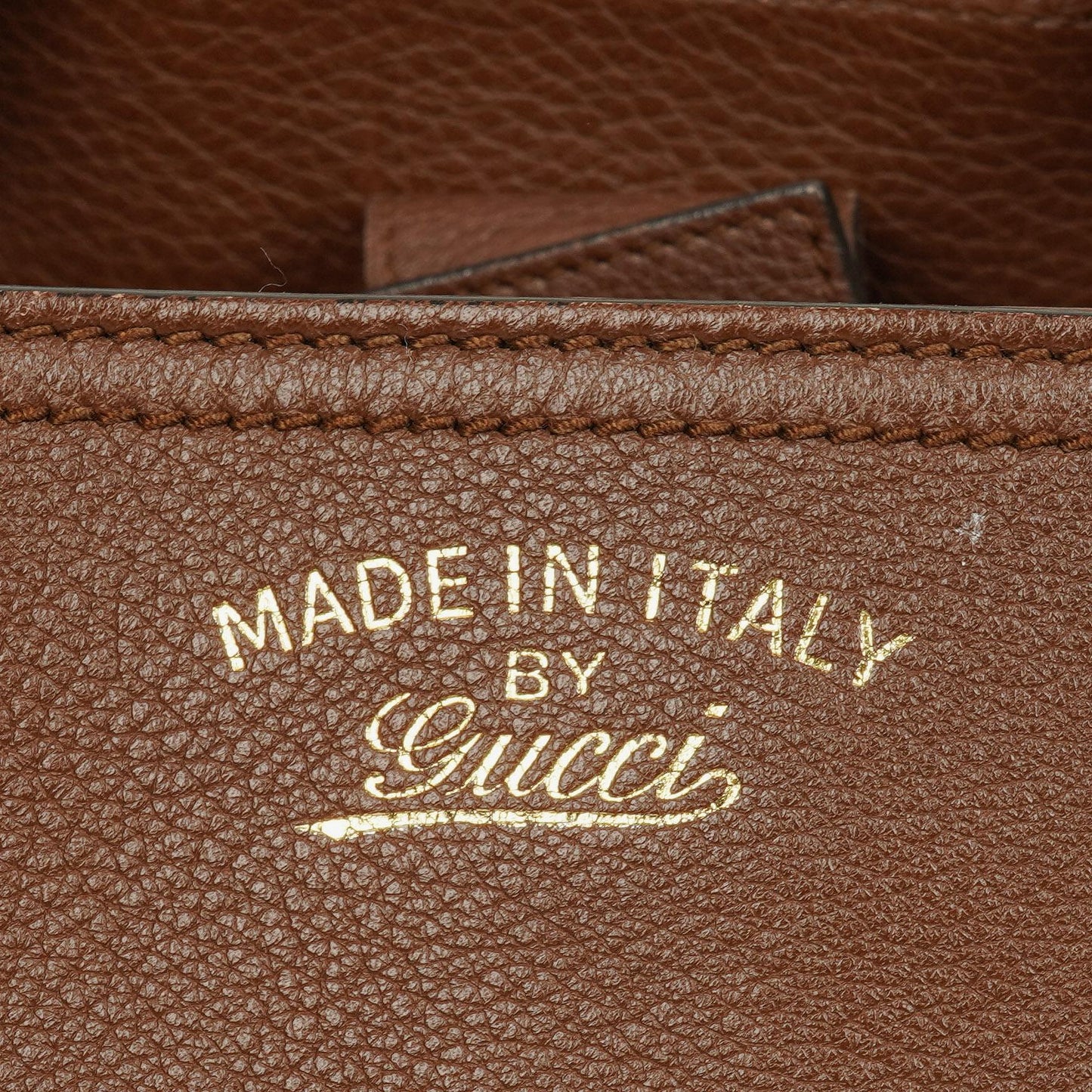 Gucci Brown Pebbled Calfskin Medium Bamboo Shopper Tote Bag