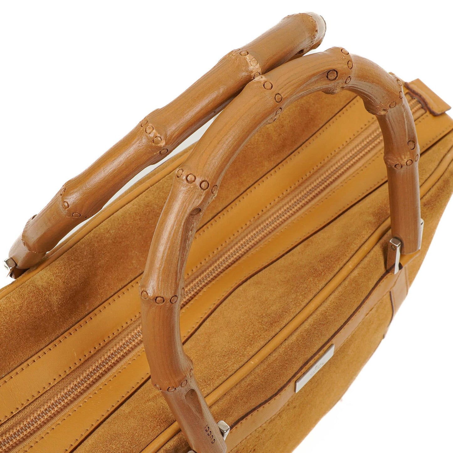 Gucci Brown Suede and Leather Bamboo Top Handle