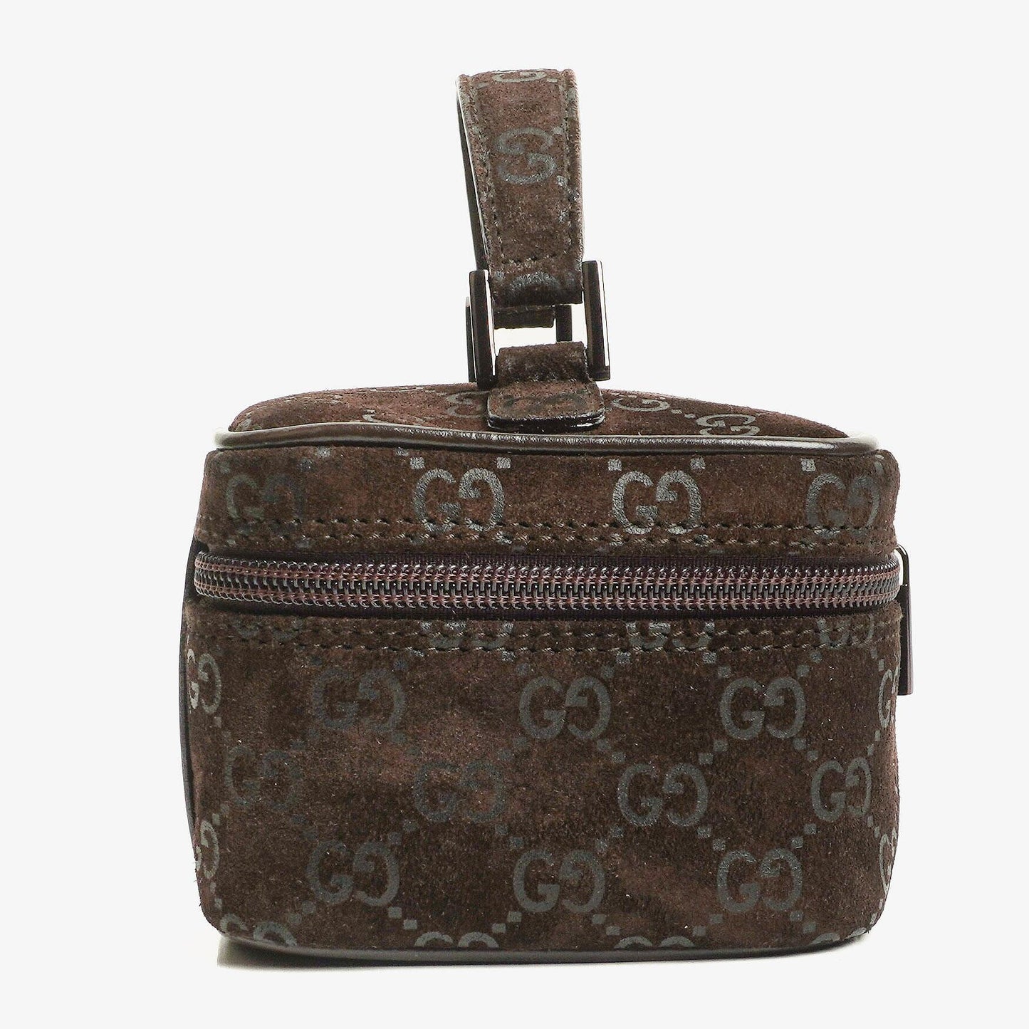 Gucci Brown Suede GG Vanity Bag