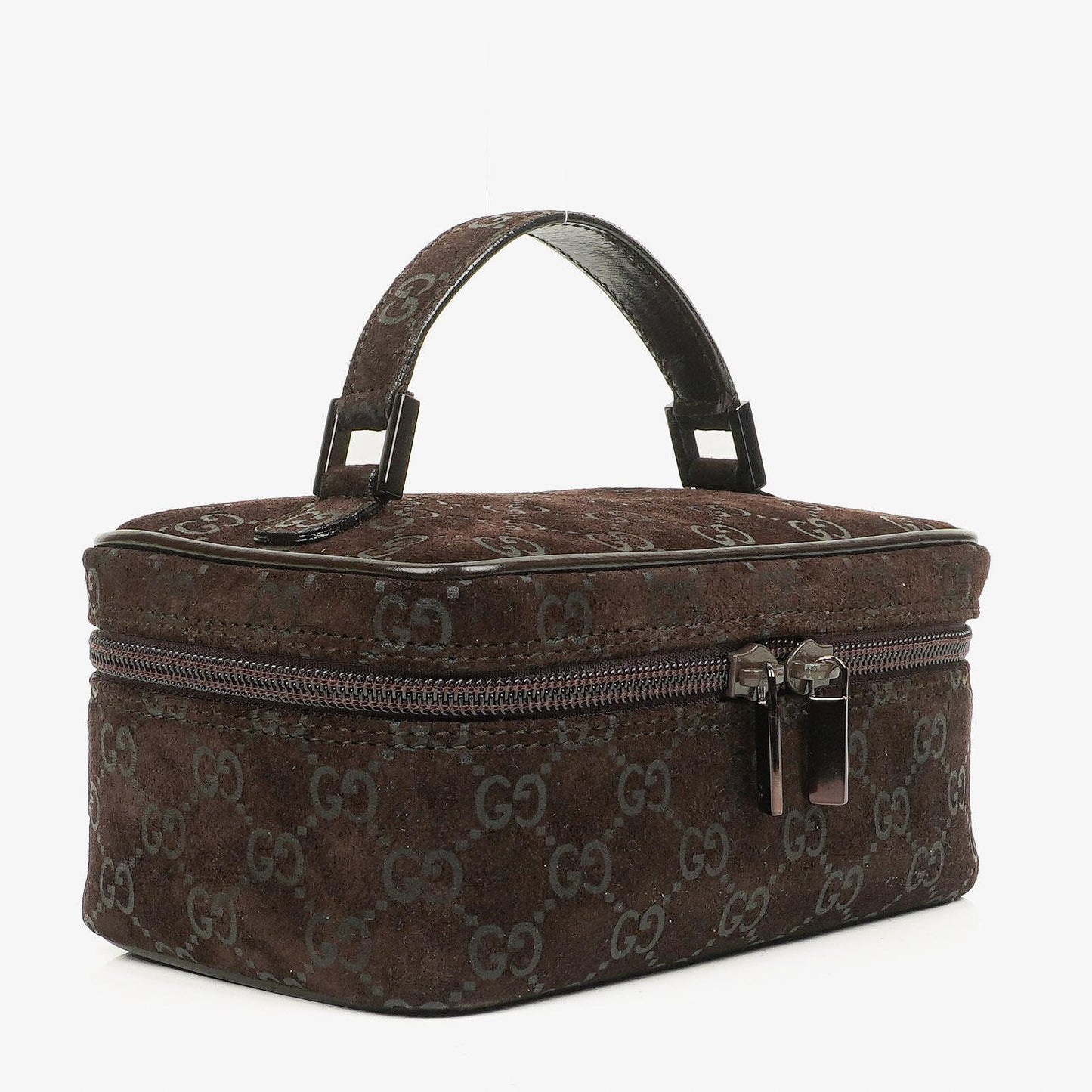 Gucci Brown Suede GG Vanity Bag