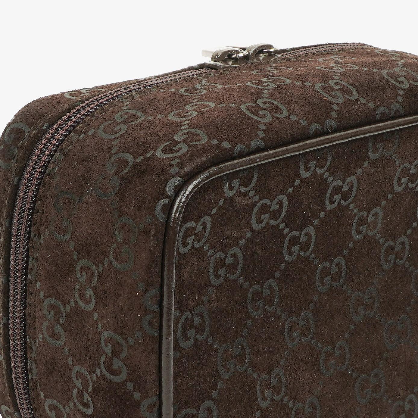 Gucci Brown Suede GG Vanity Bag