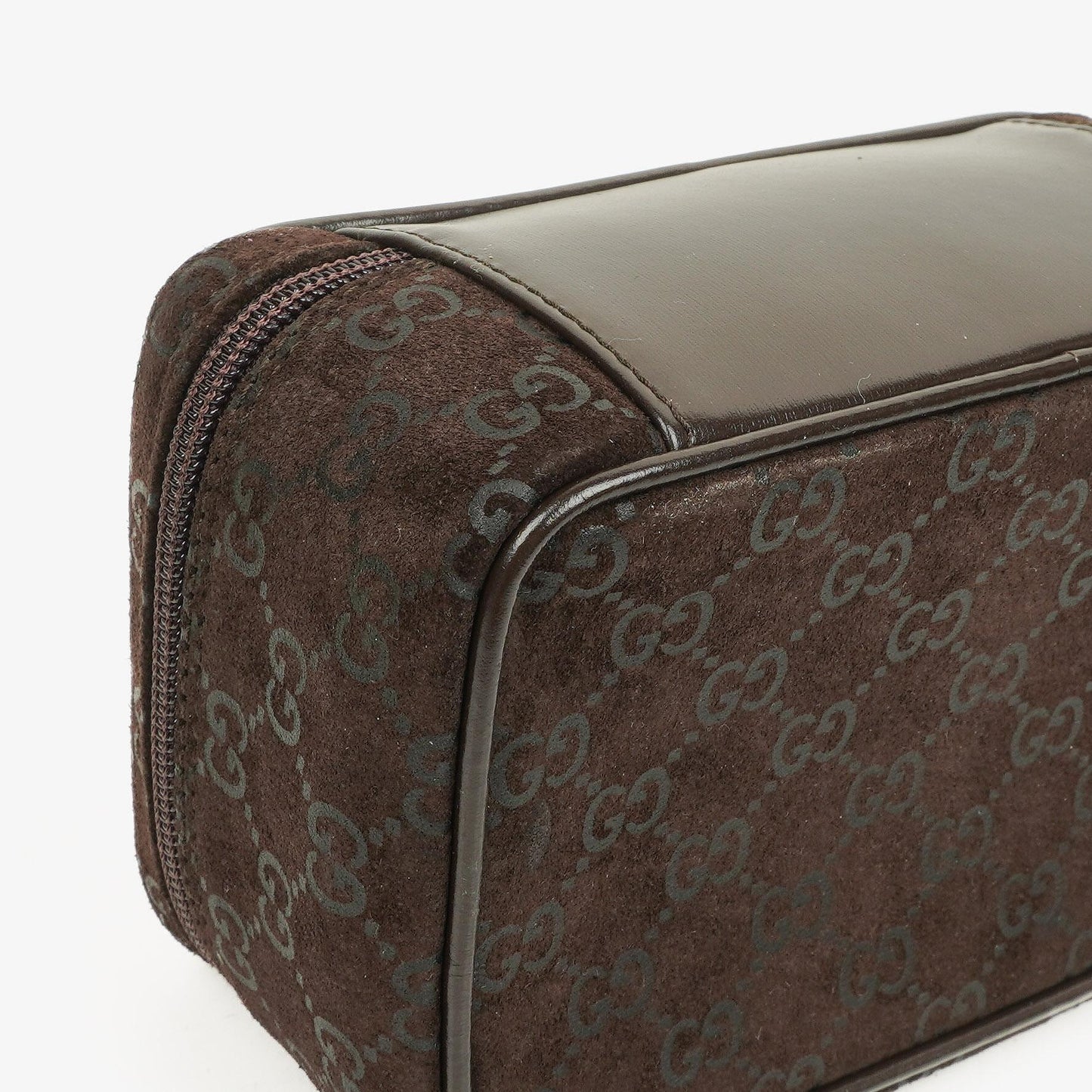 Gucci Brown Suede GG Vanity Bag