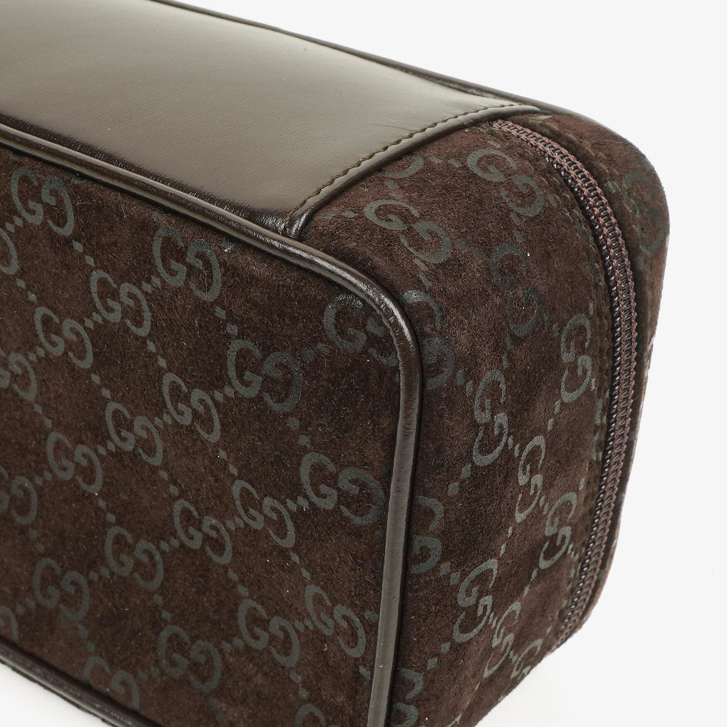 Gucci Brown Suede GG Vanity Bag