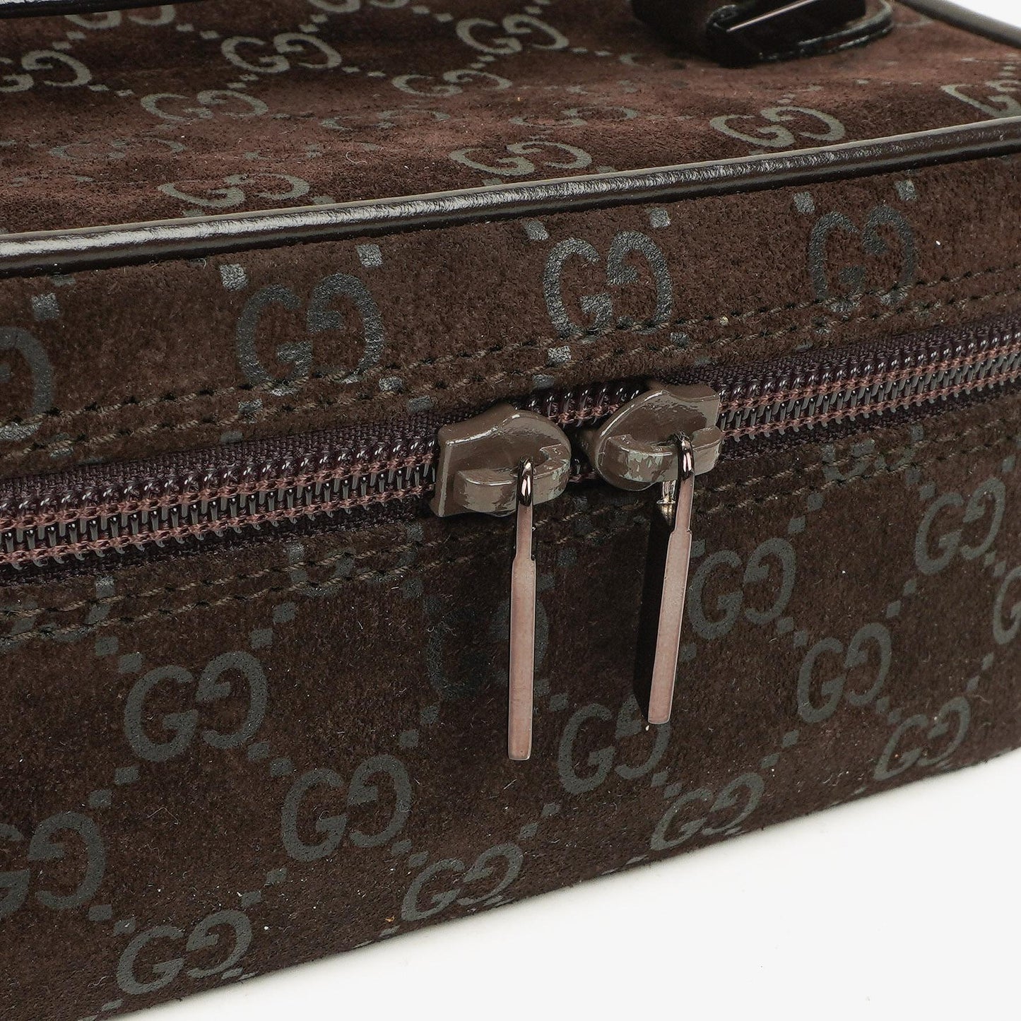 Gucci Brown Suede GG Vanity Bag