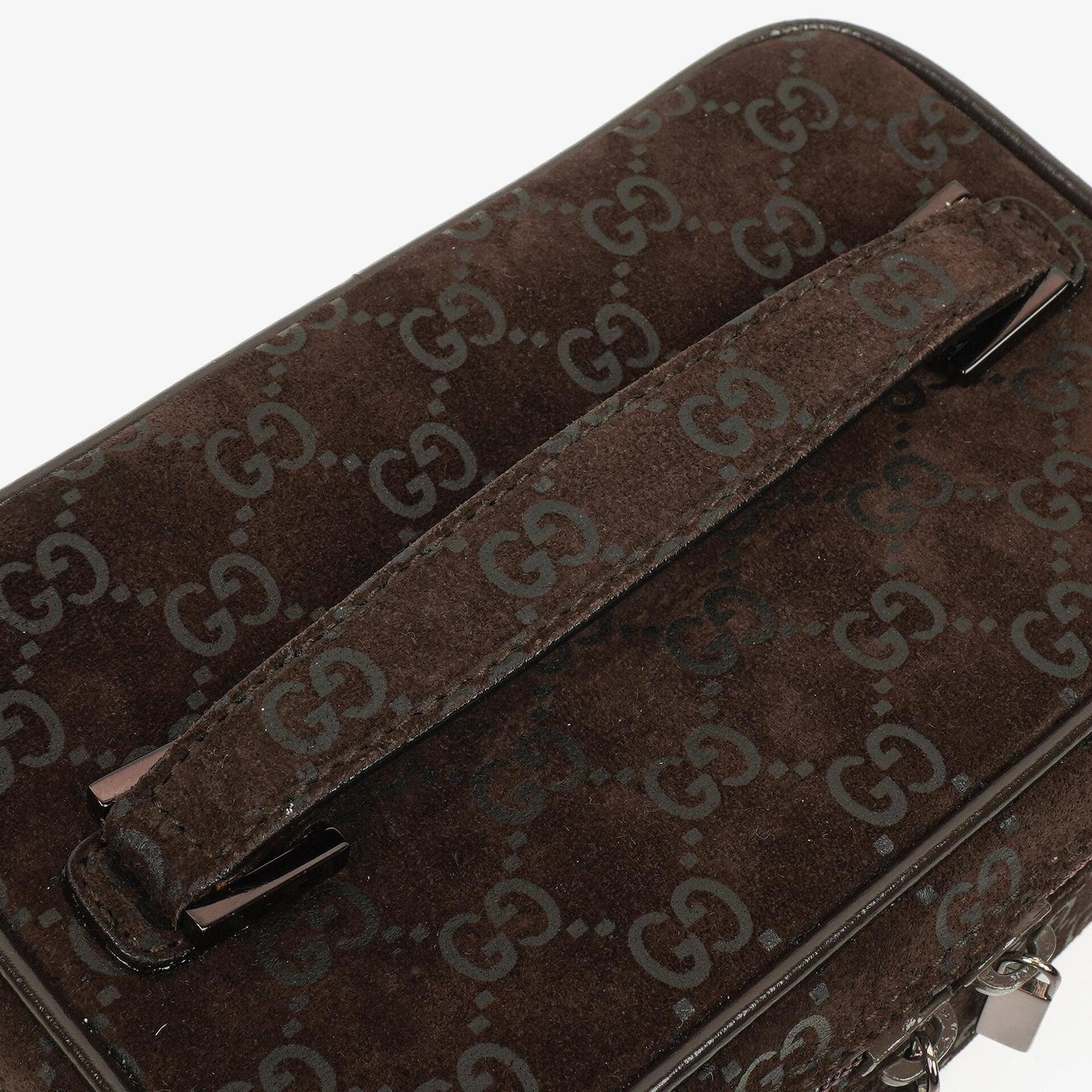 Gucci Brown Suede GG Vanity Bag