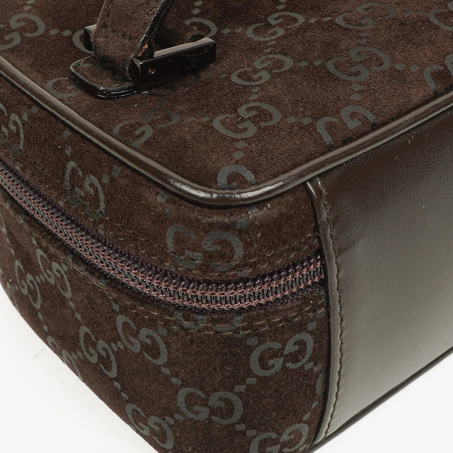 Gucci Brown Suede GG Vanity Bag
