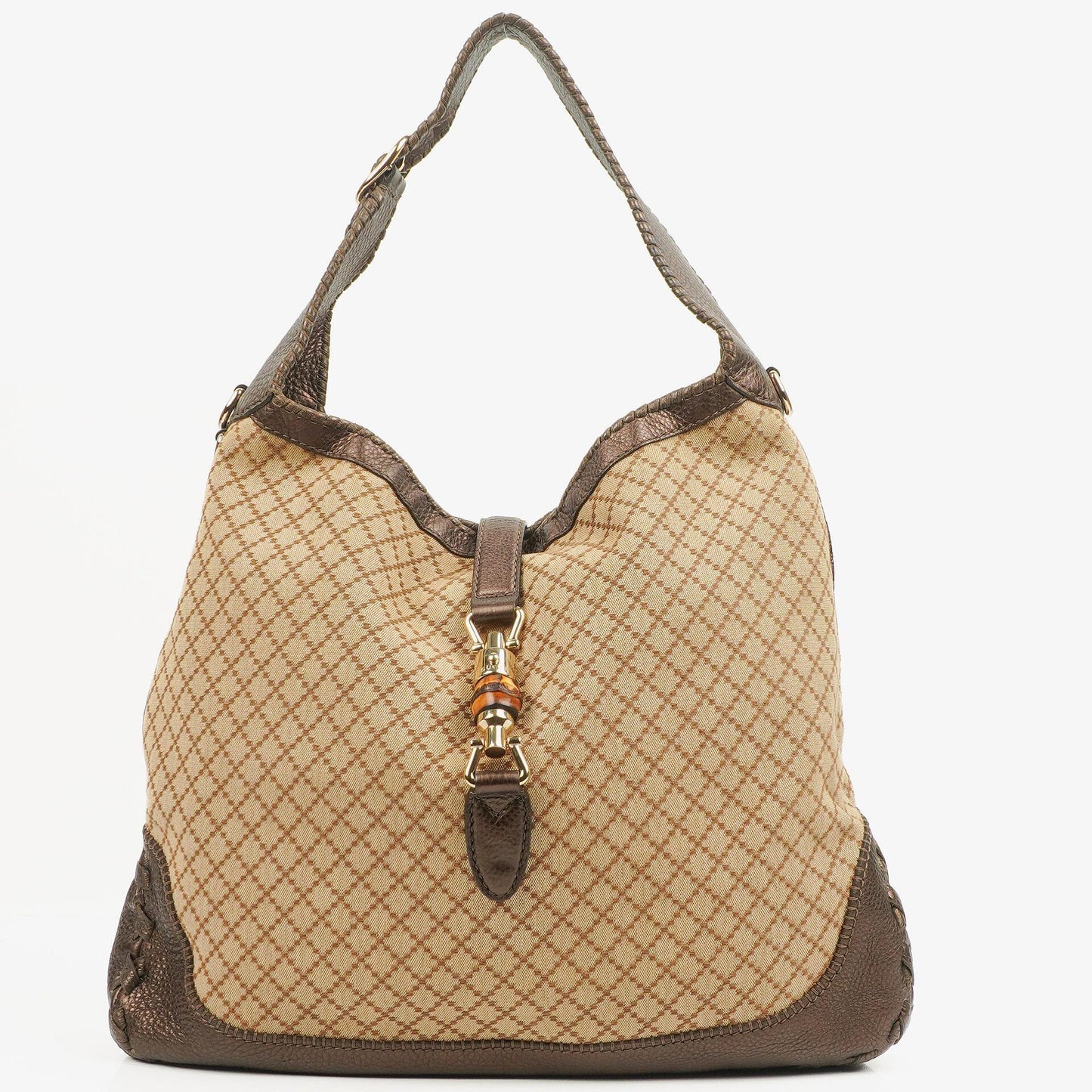 Gucci Brown/Light Beige Diamante Large New Jackie Hobo Bag