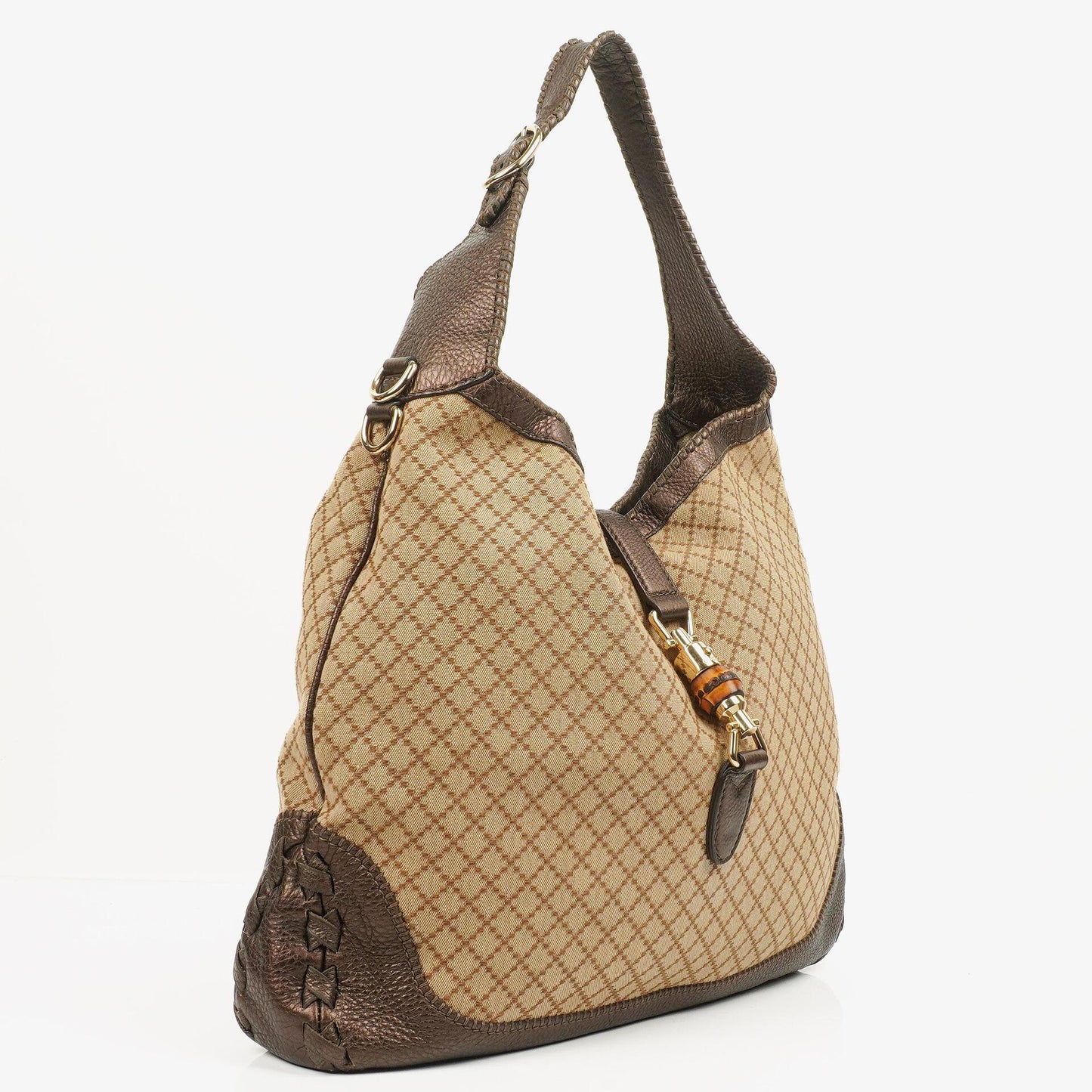 Gucci Brown/Light Beige Diamante Large New Jackie Hobo Bag
