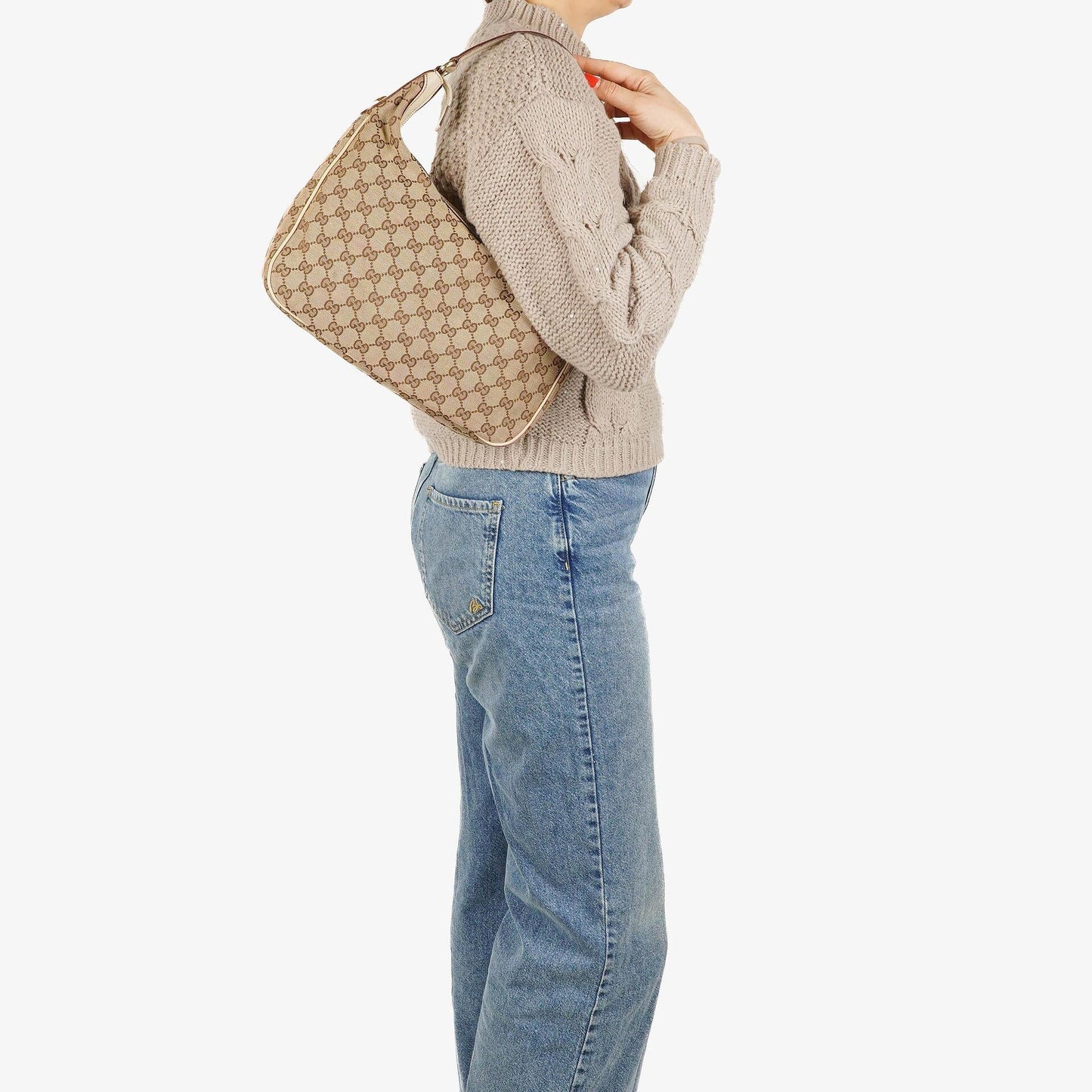 Gucci Charmy Beige GG Canvas Hobo Bag