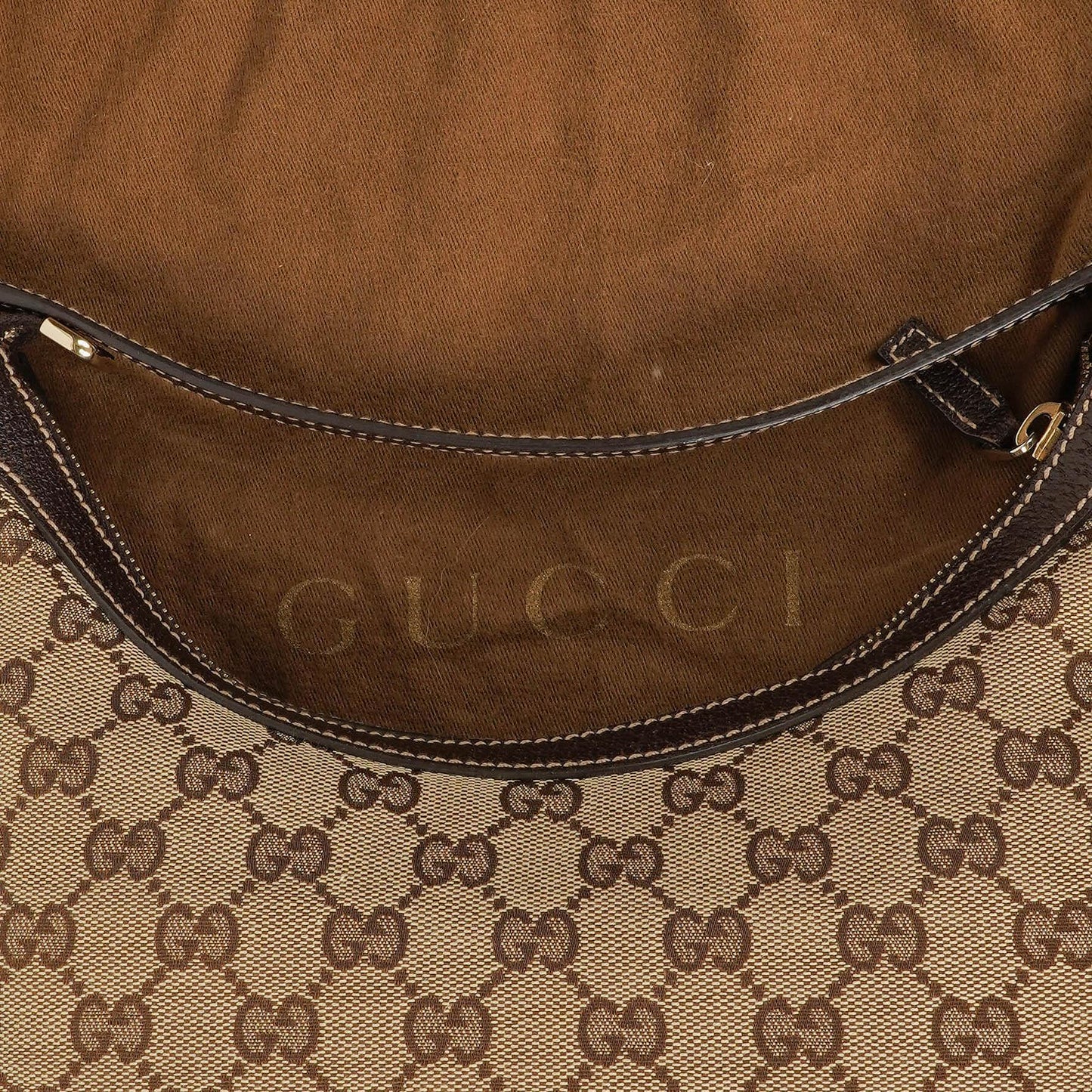Gucci Charmy Beige GG Canvas Hobo Bag