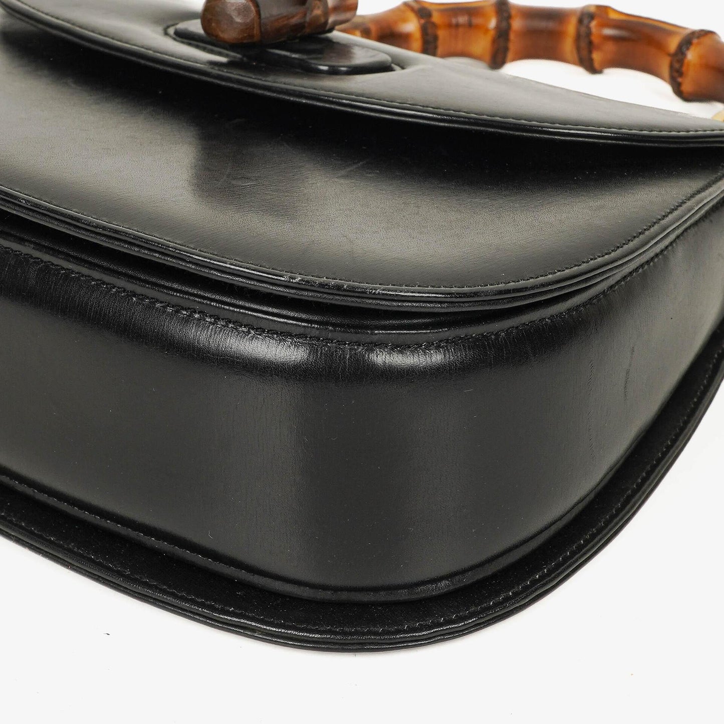 Gucci Convertible Bamboo Top Handle Black Leather Bag