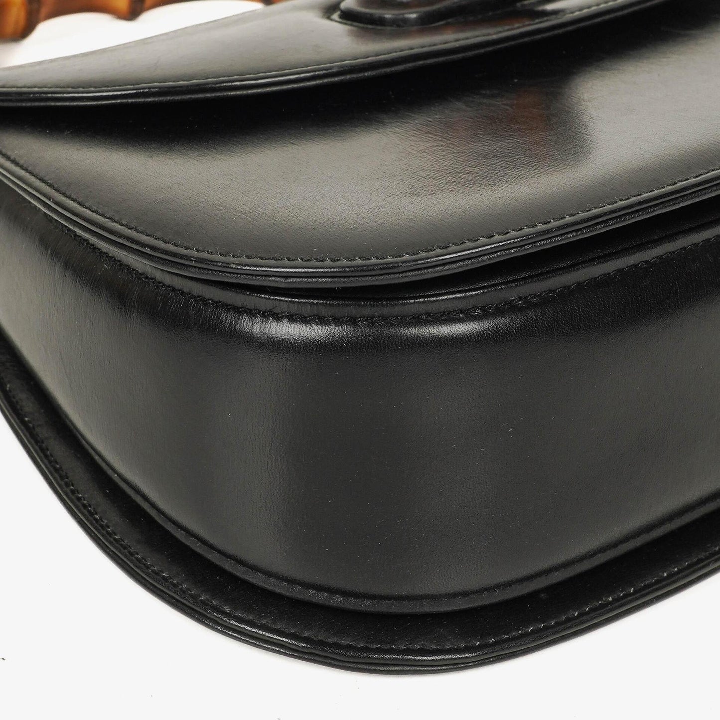 Gucci Convertible Bamboo Top Handle Black Leather Bag