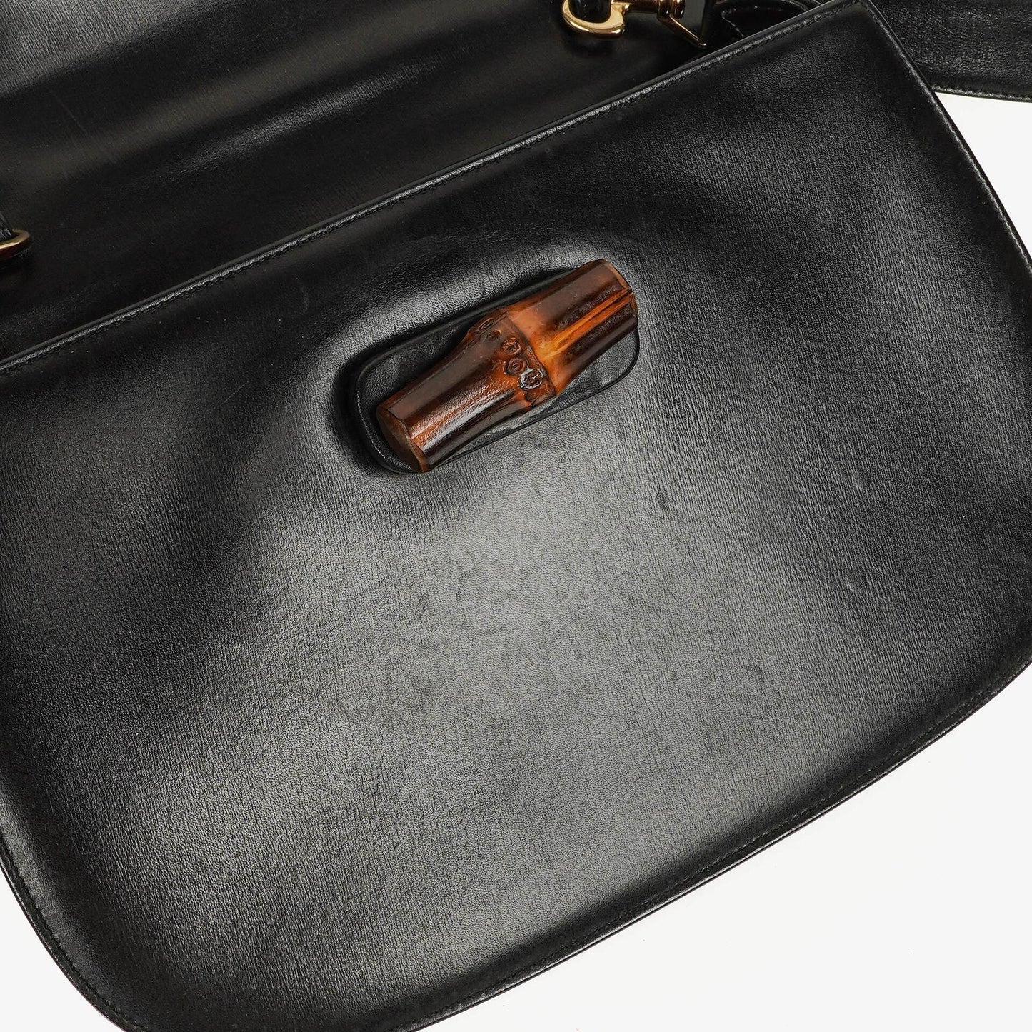 Gucci Convertible Bamboo Top Handle Black Leather Bag