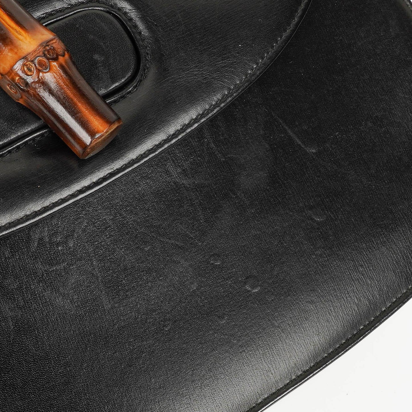 Gucci Convertible Bamboo Top Handle Black Leather Bag