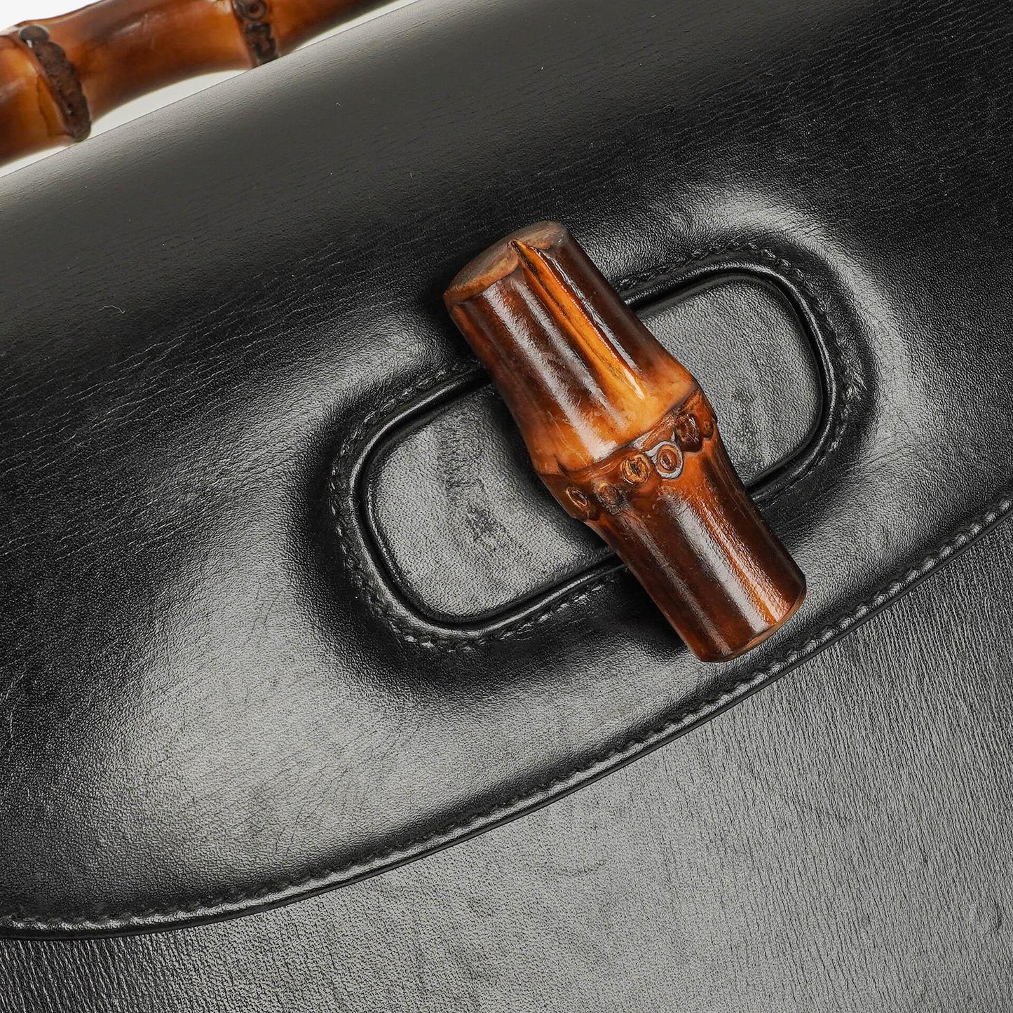 Gucci Convertible Bamboo Top Handle Black Leather Bag