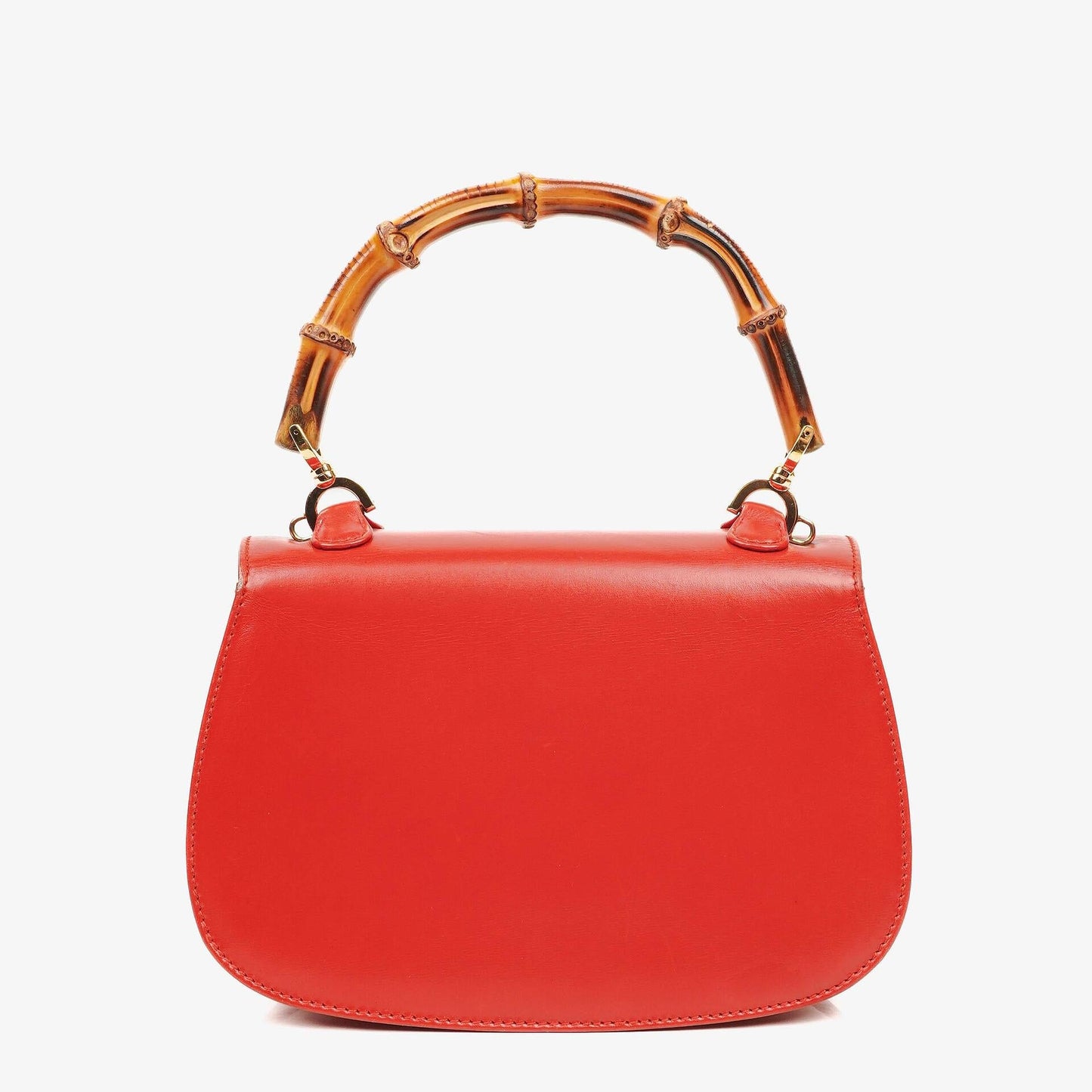 Gucci Convertible Bamboo Top Handle Red Leather Bag