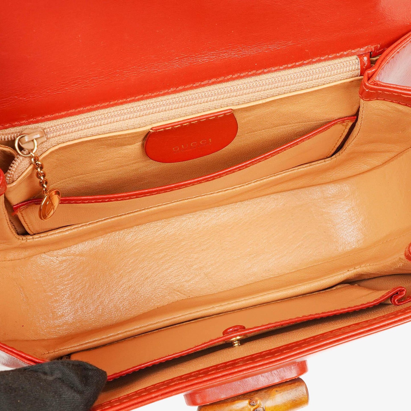 Gucci Convertible Bamboo Top Handle Red Leather Bag