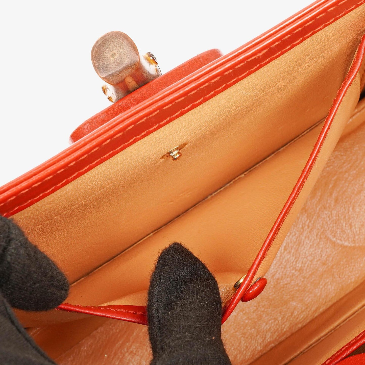 Gucci Convertible Bamboo Top Handle Red Leather Bag
