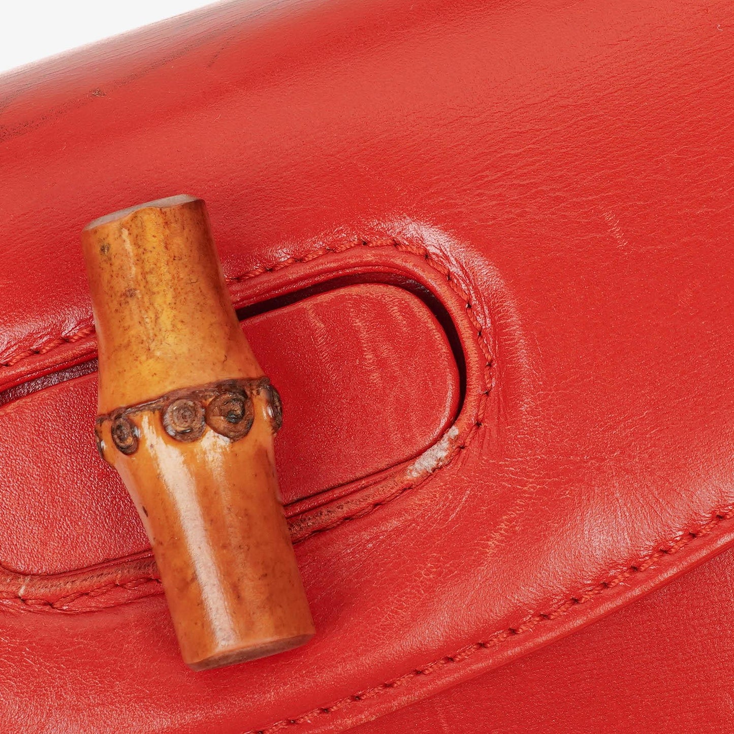 Gucci Convertible Bamboo Top Handle Red Leather Bag