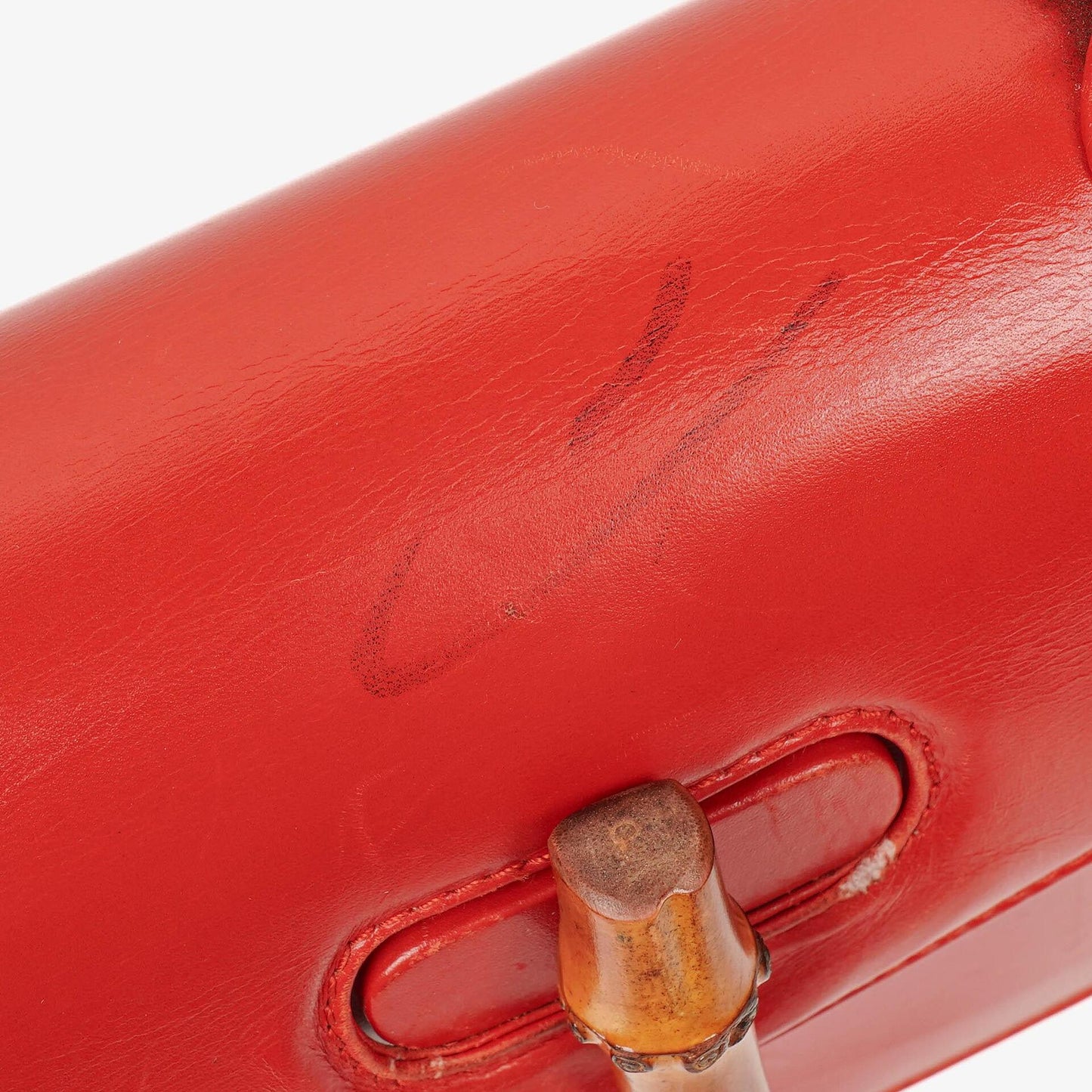 Gucci Convertible Bamboo Top Handle Red Leather Bag