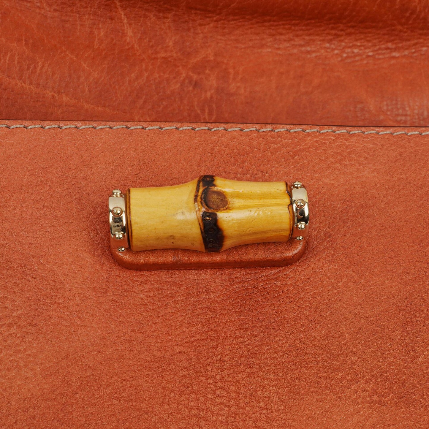 Gucci Coral Pebbled Calfskin Medium New Convertible Bamboo Top Handle Bag