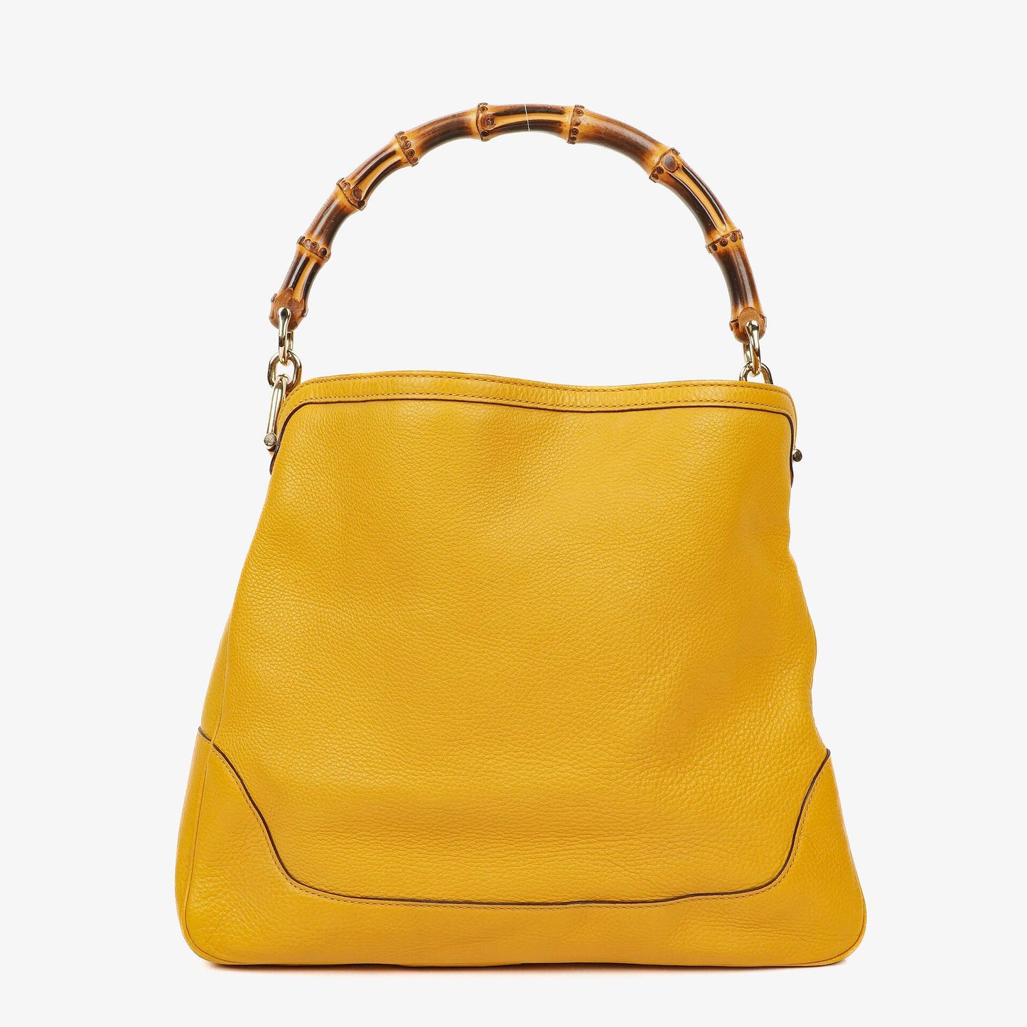 Gucci Diana Bamboo Handle Yellow Pebbled Leather Shoulder Bag