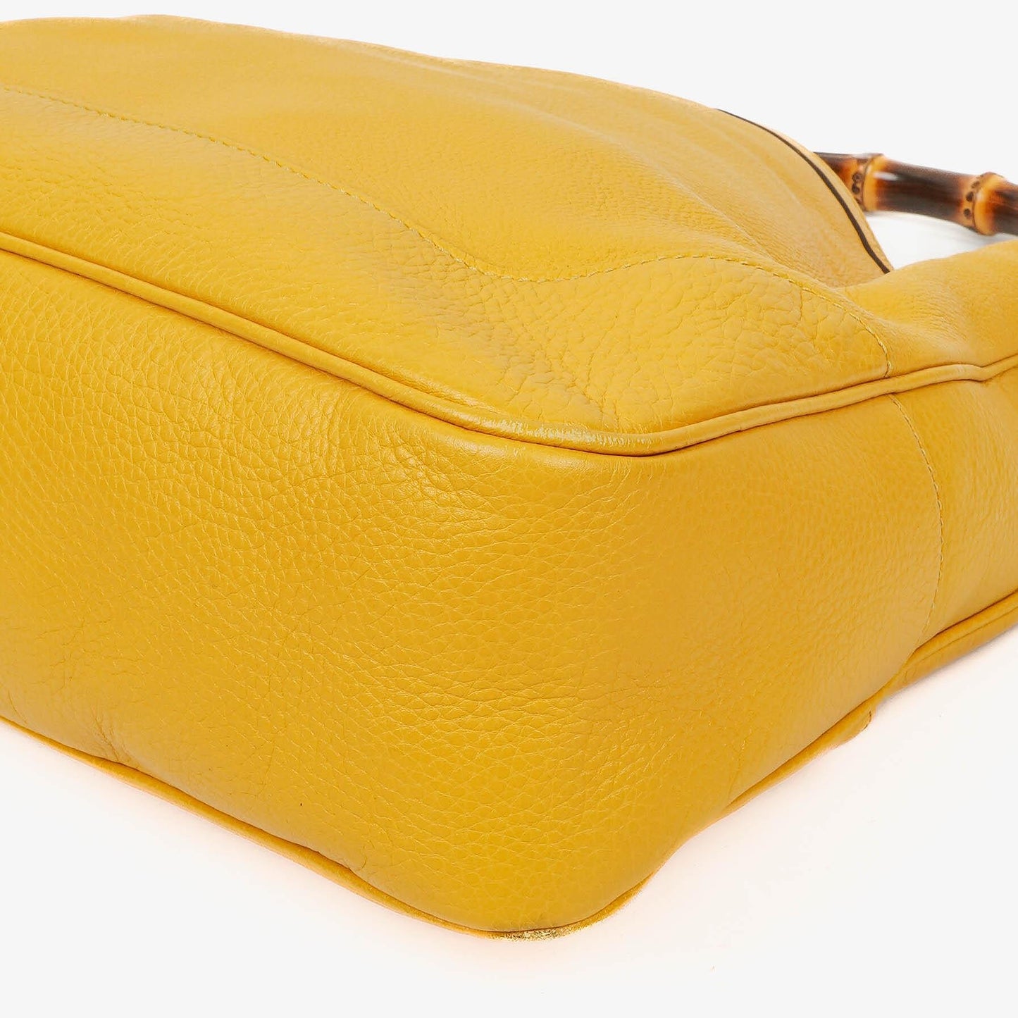 Gucci Diana Bamboo Handle Yellow Pebbled Leather Shoulder Bag