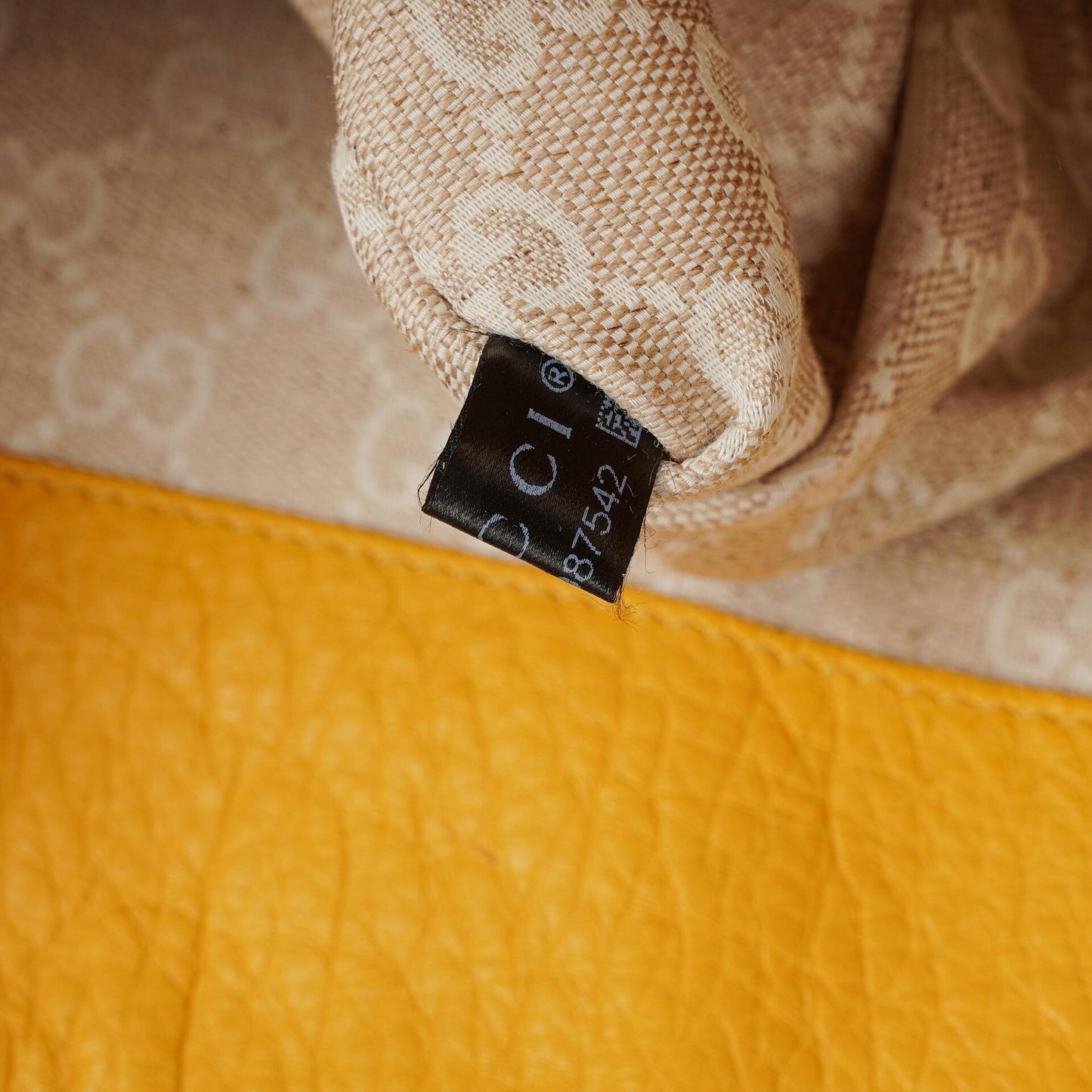Gucci Diana Bamboo Handle Yellow Pebbled Leather Shoulder Bag
