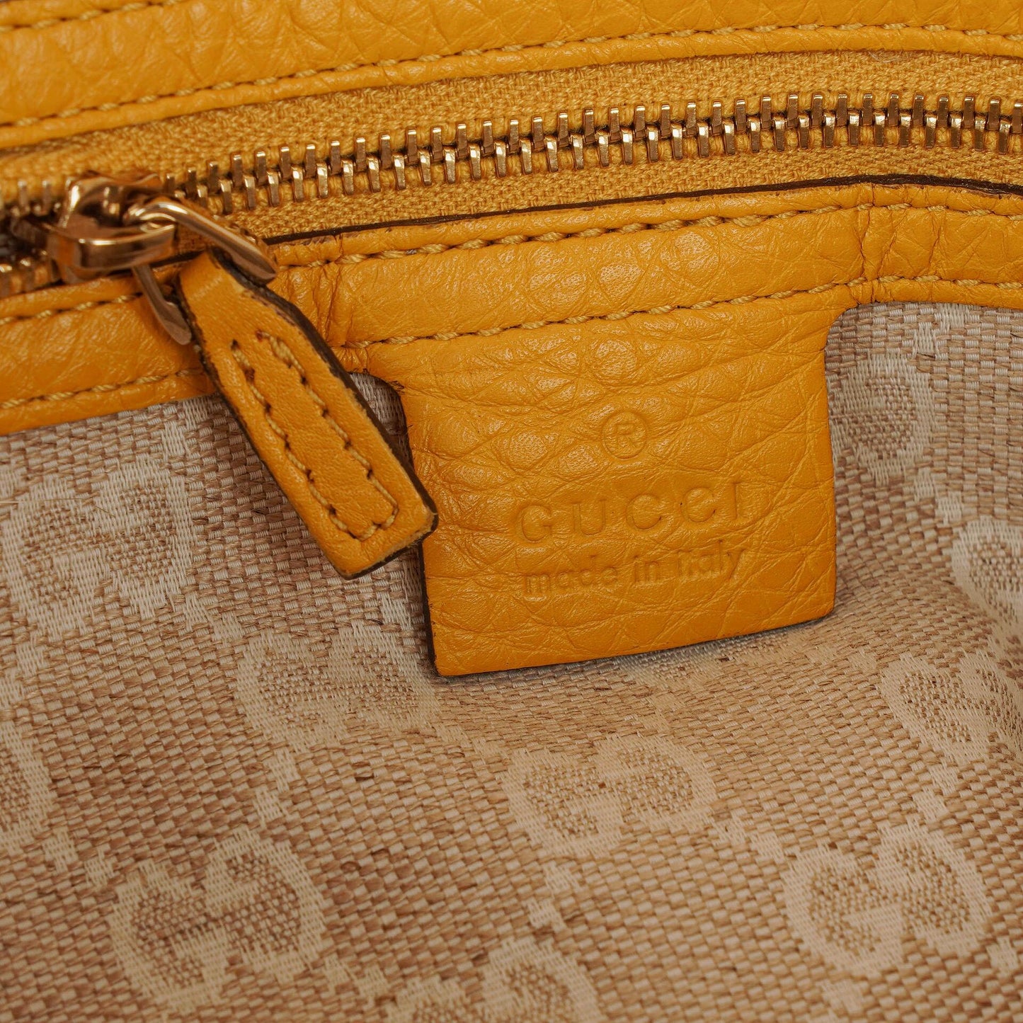 Gucci Diana Bamboo Handle Yellow Pebbled Leather Shoulder Bag