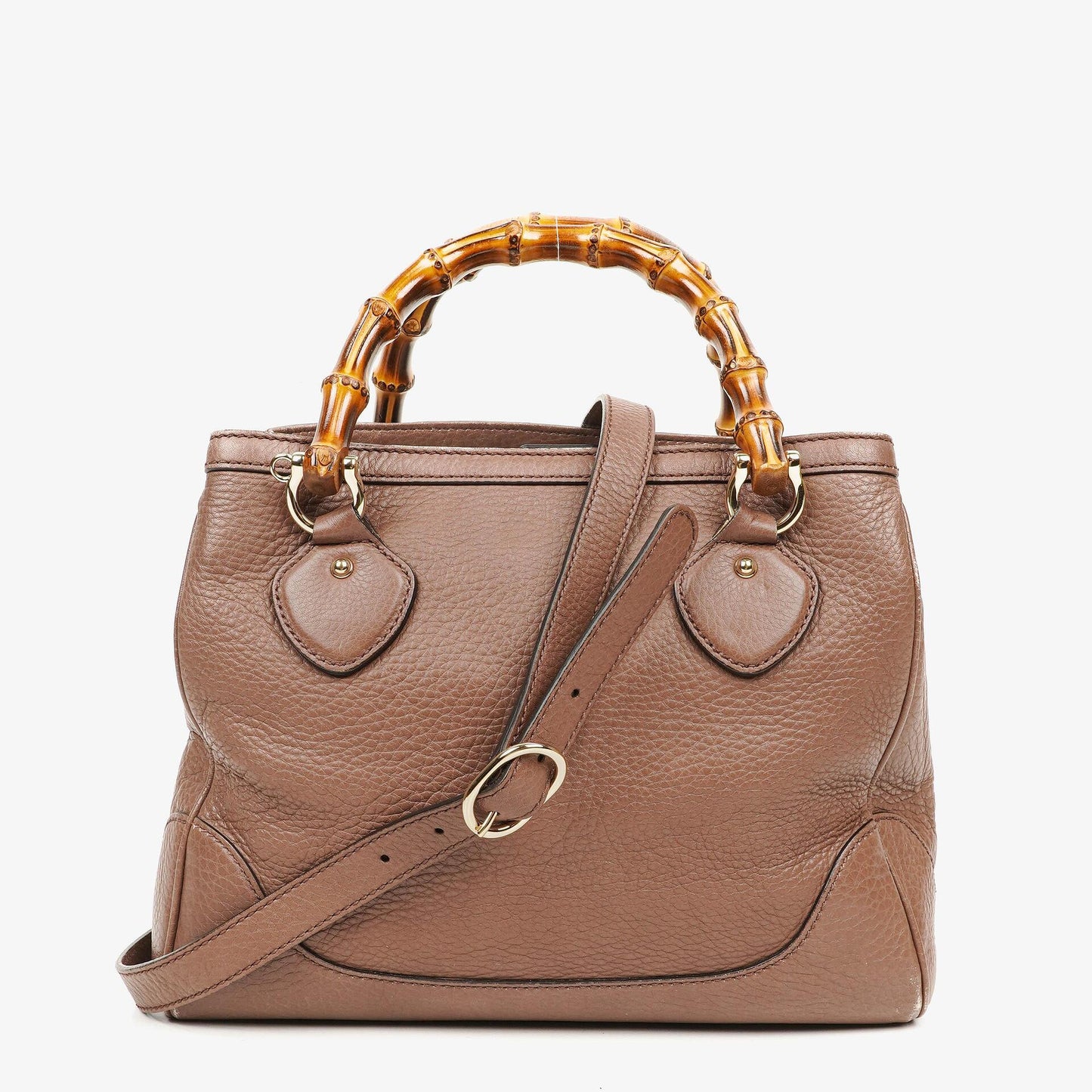 Gucci Diana Bamboo Top Handle Black Pebbled Leather Tote Bag