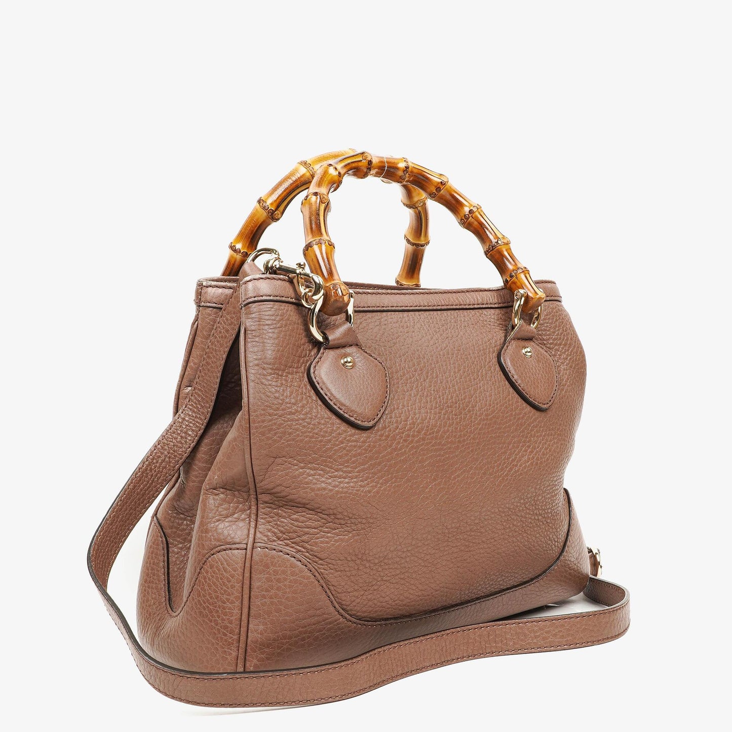 Gucci Diana Bamboo Top Handle Black Pebbled Leather Tote Bag