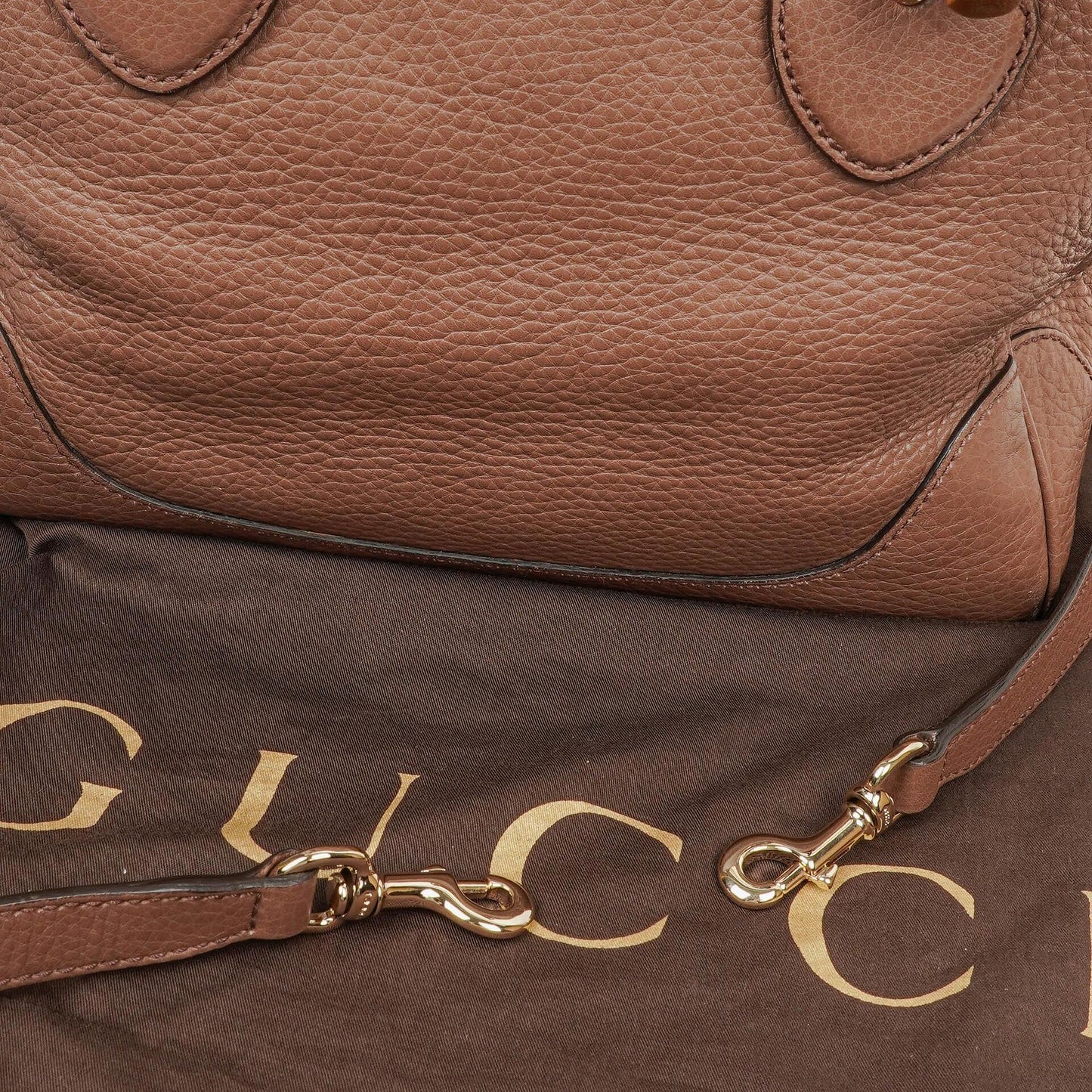 Gucci Diana Bamboo Top Handle Black Pebbled Leather Tote Bag
