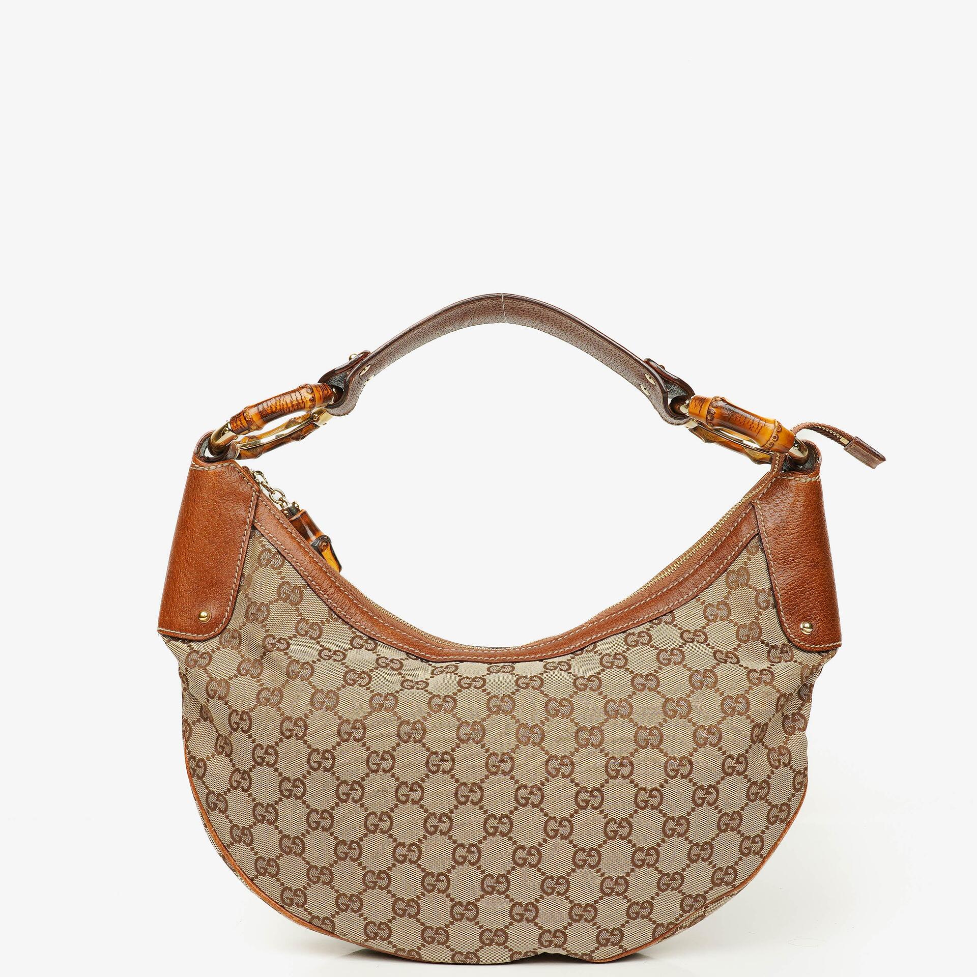 Gucci GG Canvas Bamboo Ring Hobo Bag