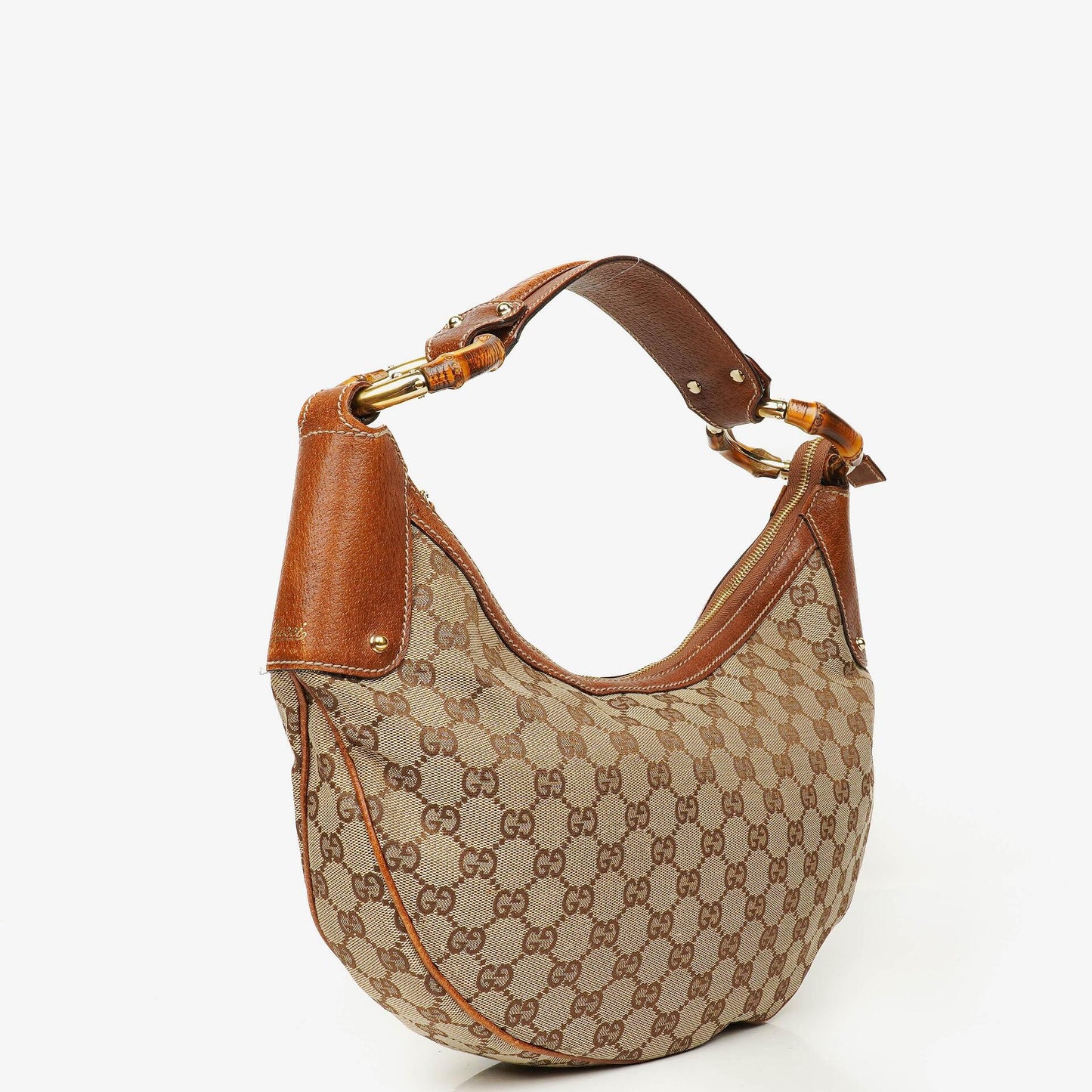 Gucci GG Canvas Bamboo Ring Hobo Bag