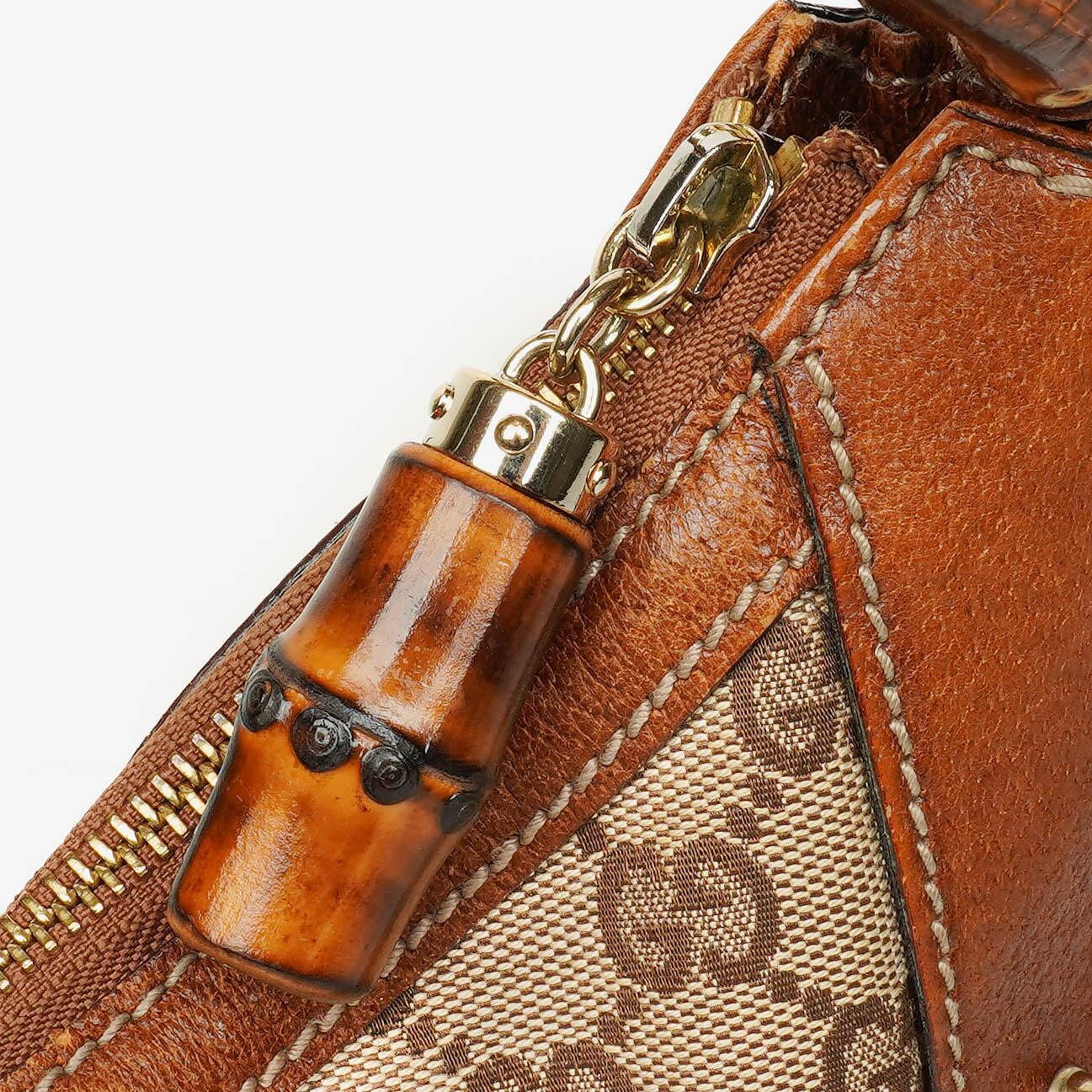 Gucci GG Canvas Bamboo Ring Hobo Bag