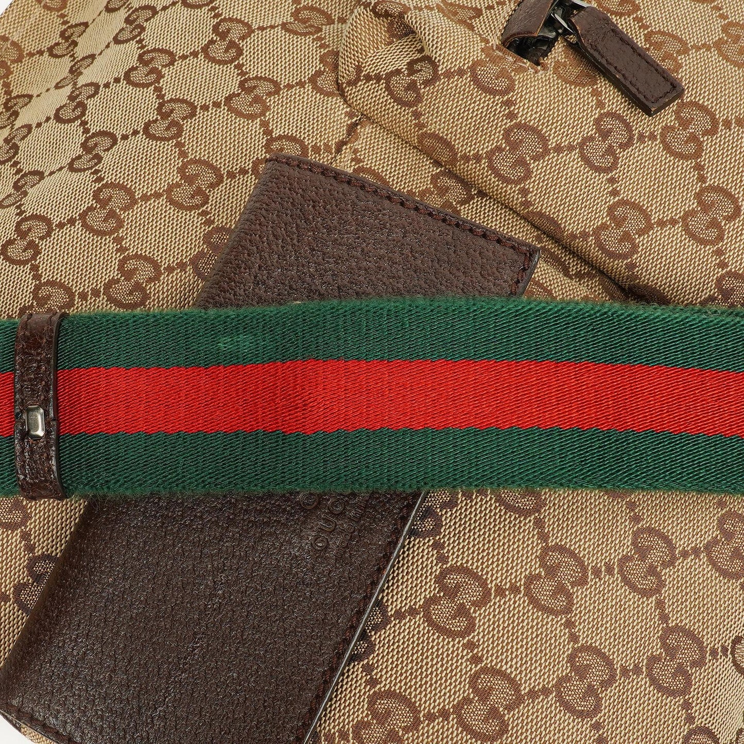 Gucci GG Canvas Double Pocket Web Messenger Bag