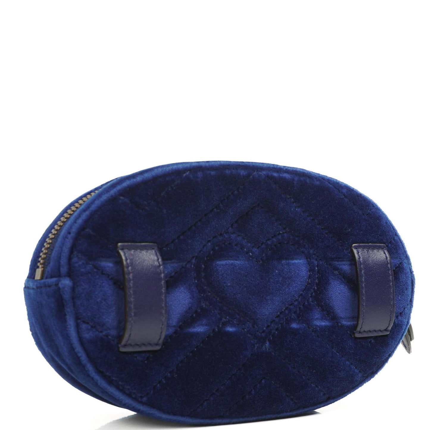 Gucci GG Marmont Matelasse Cobalt Blue Velvet Belt Bag 85 34