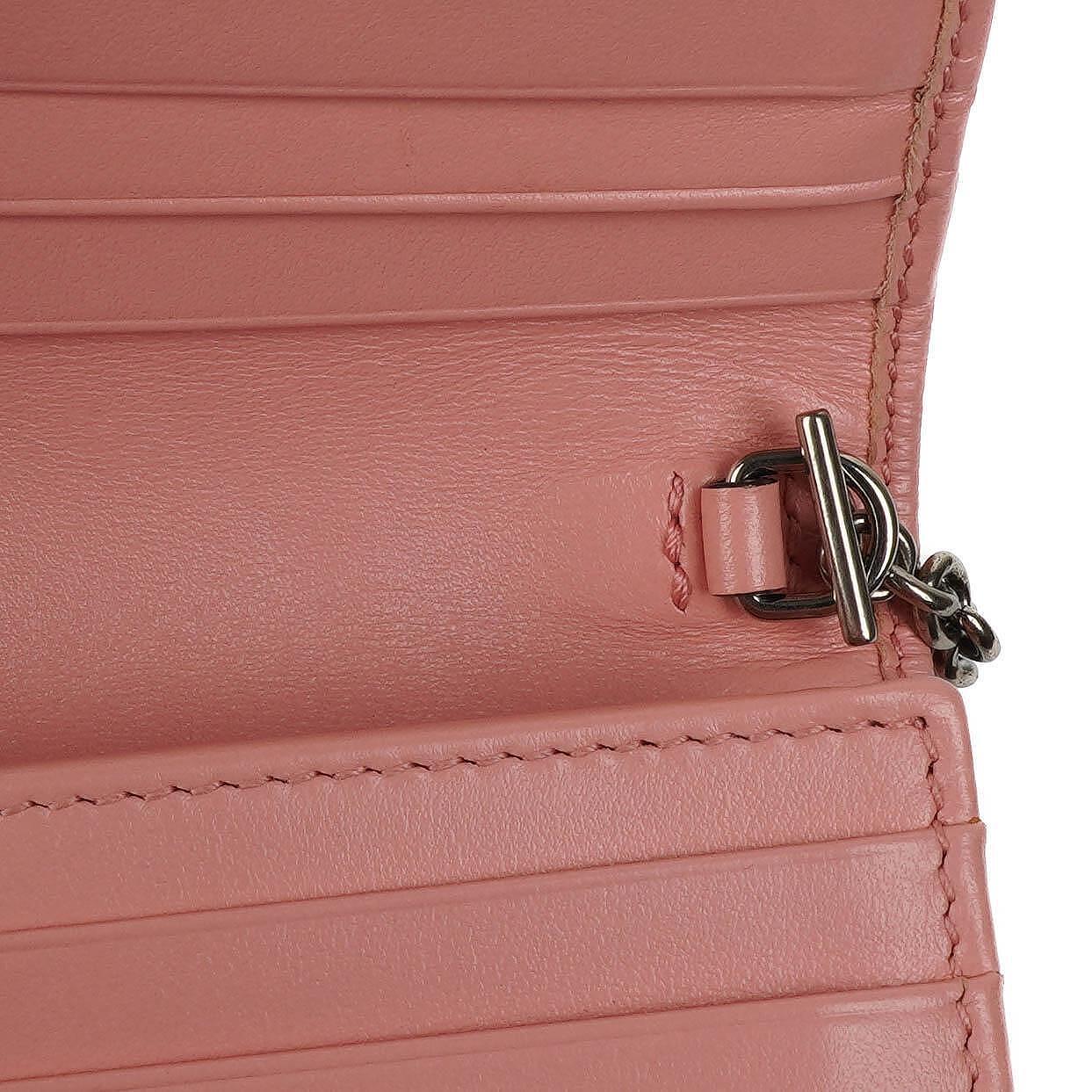 Gucci GG Marmont Small Wallet on Chain Pink Leather Silver-Tone Hardware