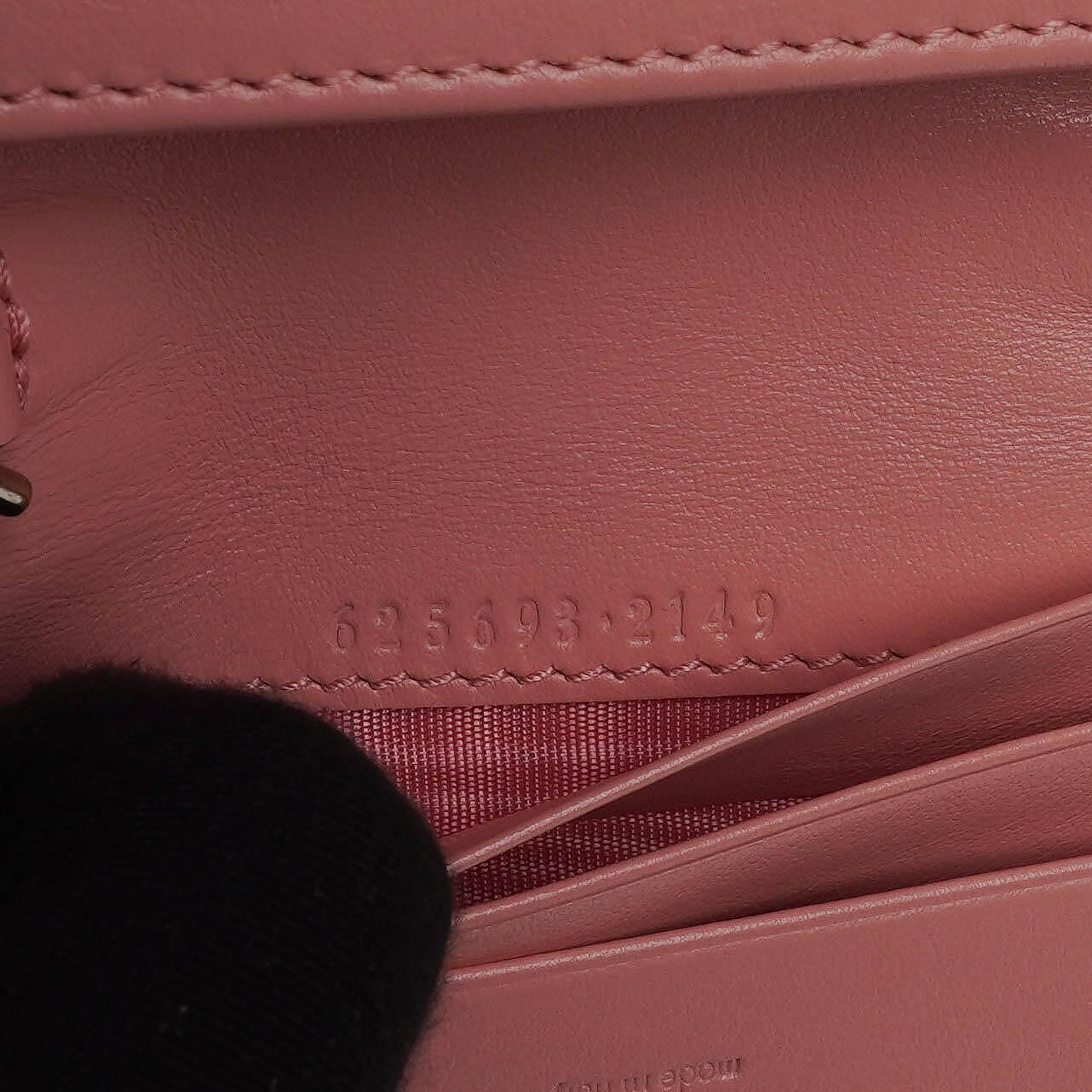 Gucci GG Marmont Small Wallet on Chain Pink Leather Silver-Tone Hardware