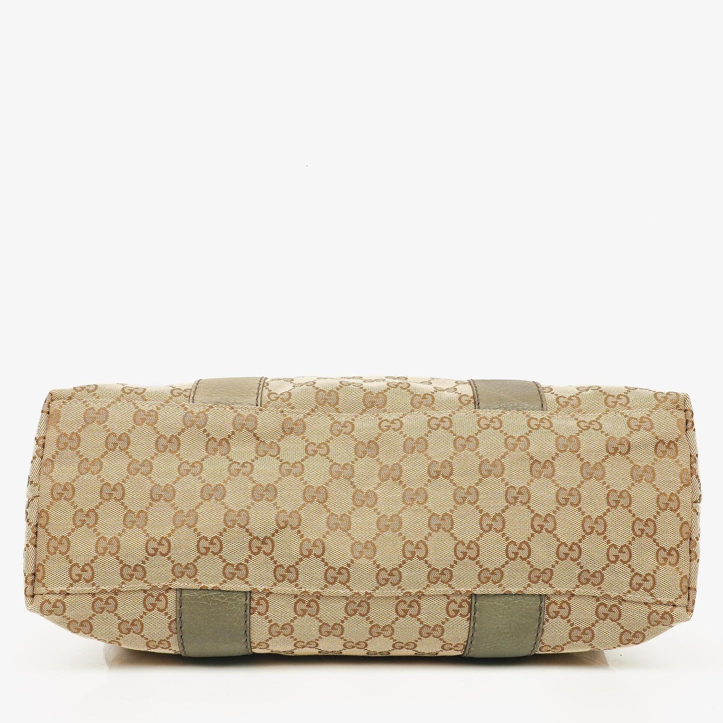 Gucci GG Monogram Canvas Beige Bamboo Top Handle Bag