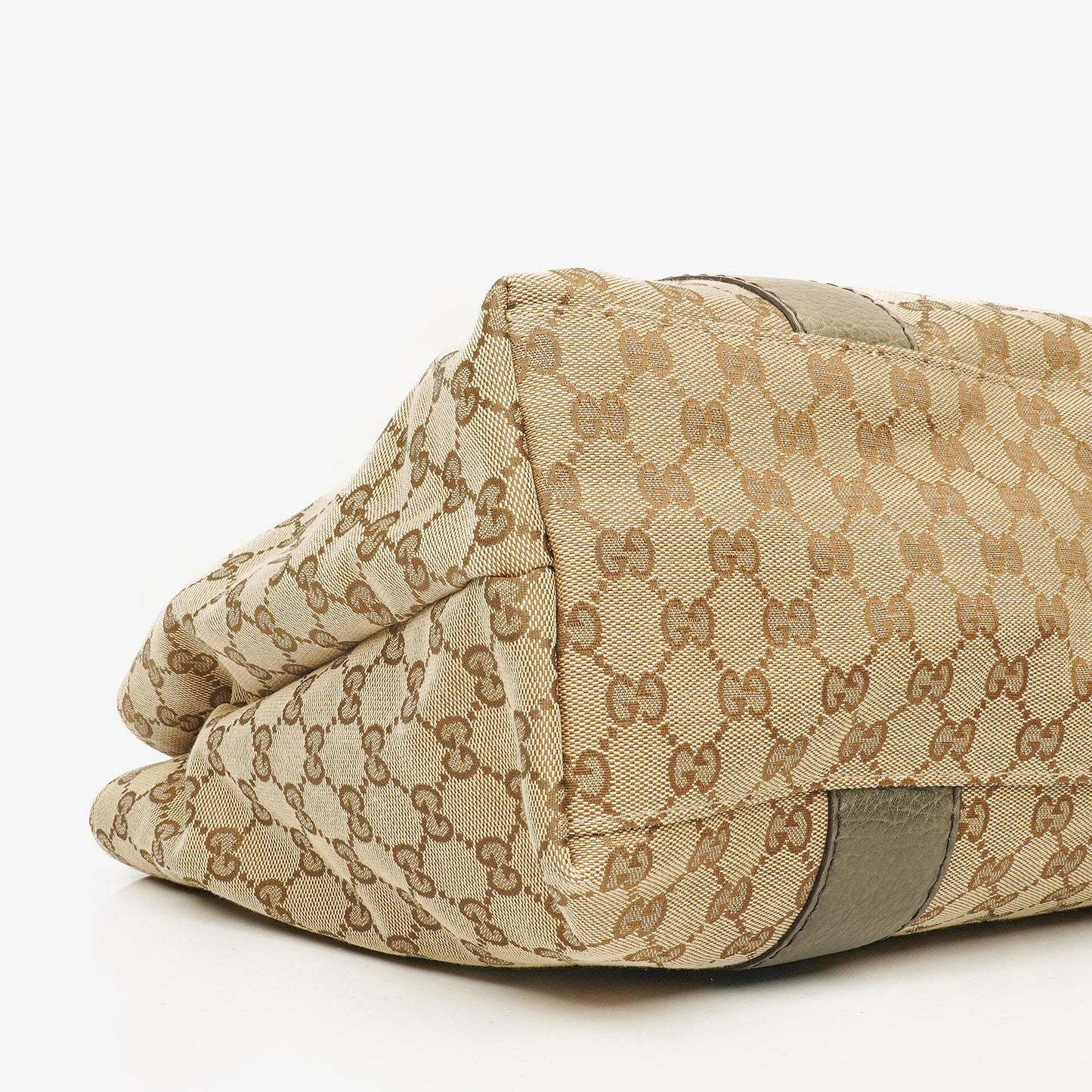 Gucci GG Monogram Canvas Beige Bamboo Top Handle Bag