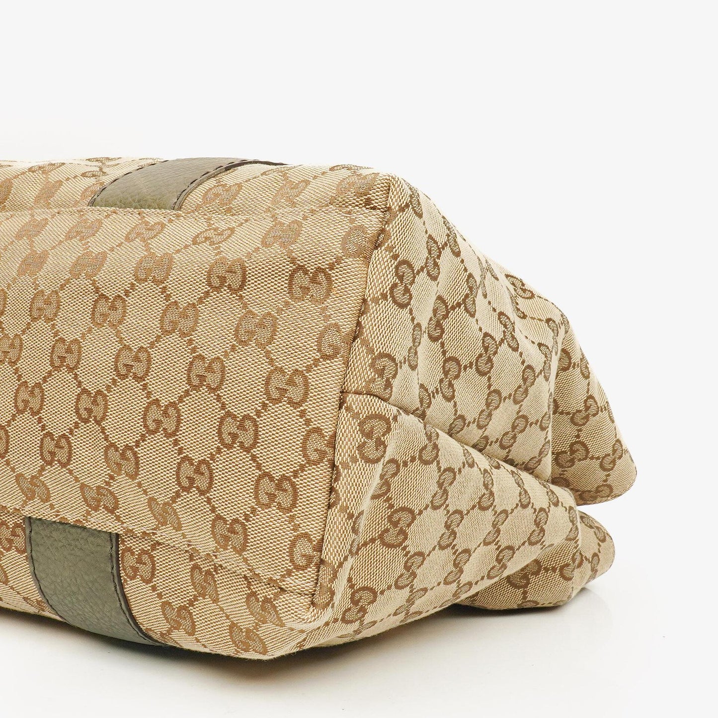 Gucci GG Monogram Canvas Beige Bamboo Top Handle Bag