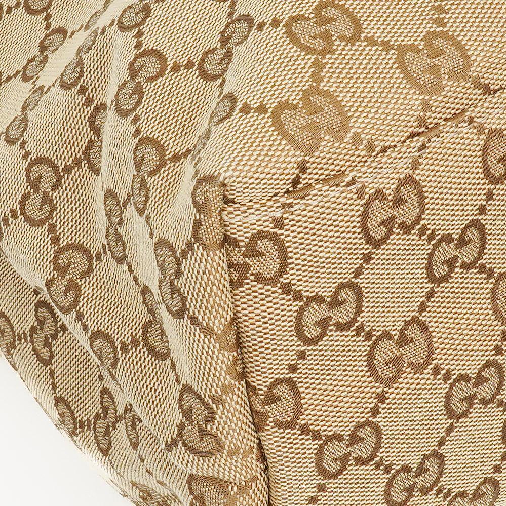 Gucci GG Monogram Canvas Beige Bamboo Top Handle Bag