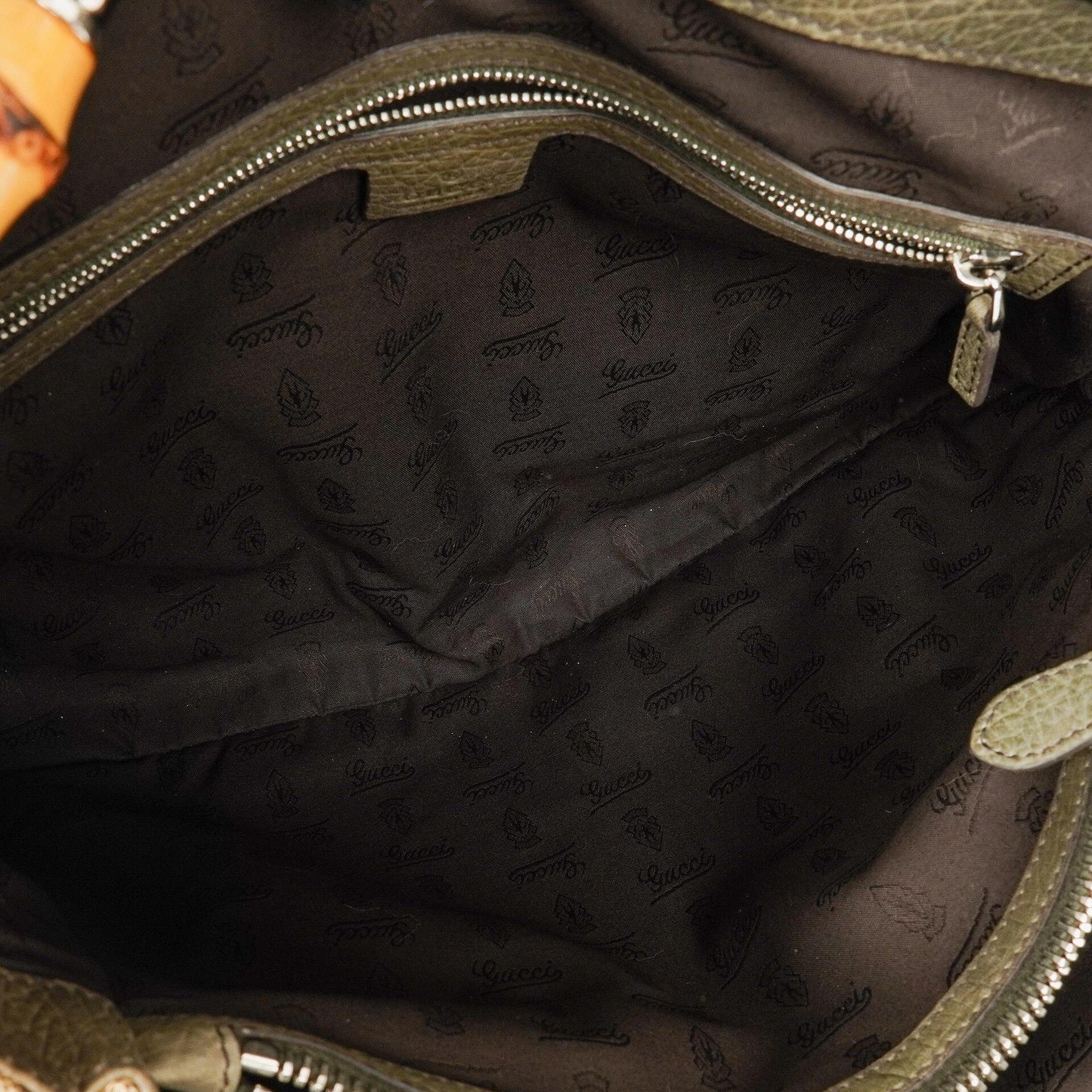 Gucci GG Monogram Canvas Beige Bamboo Top Handle Bag